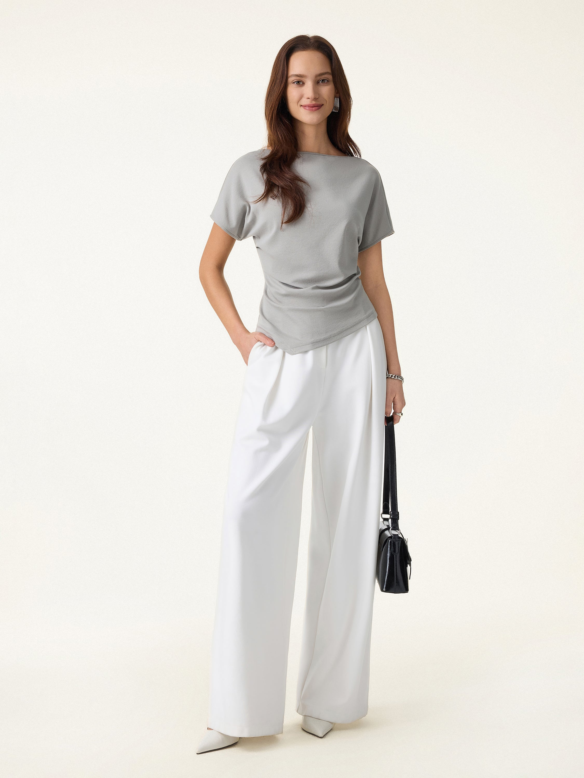 Cotton Lyocell Boatneck Angled Summer Tee - Image 7
