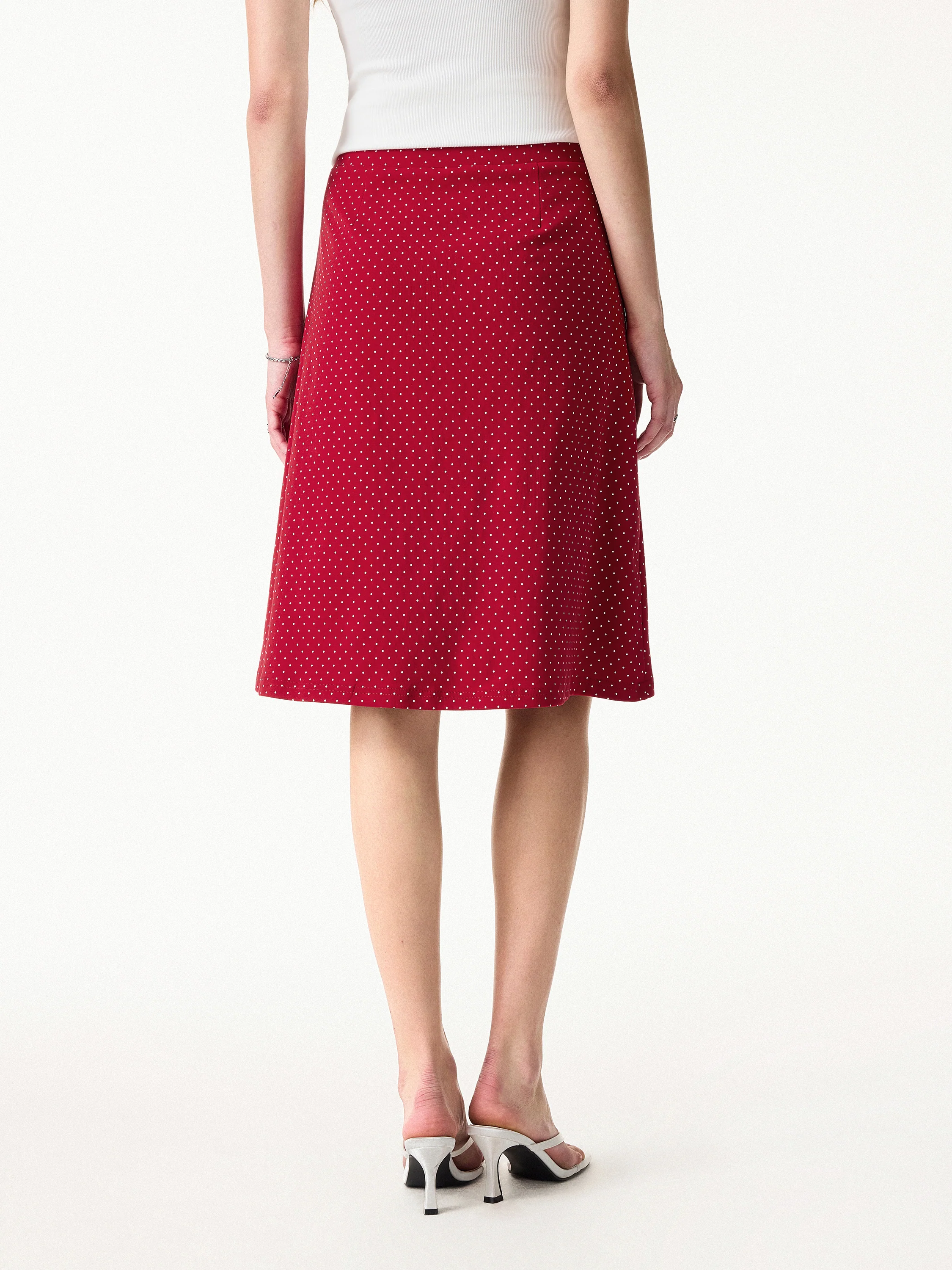 Stretch Cotton Polka Dot A-Line Flare Skirt Limited Edition - Image 7