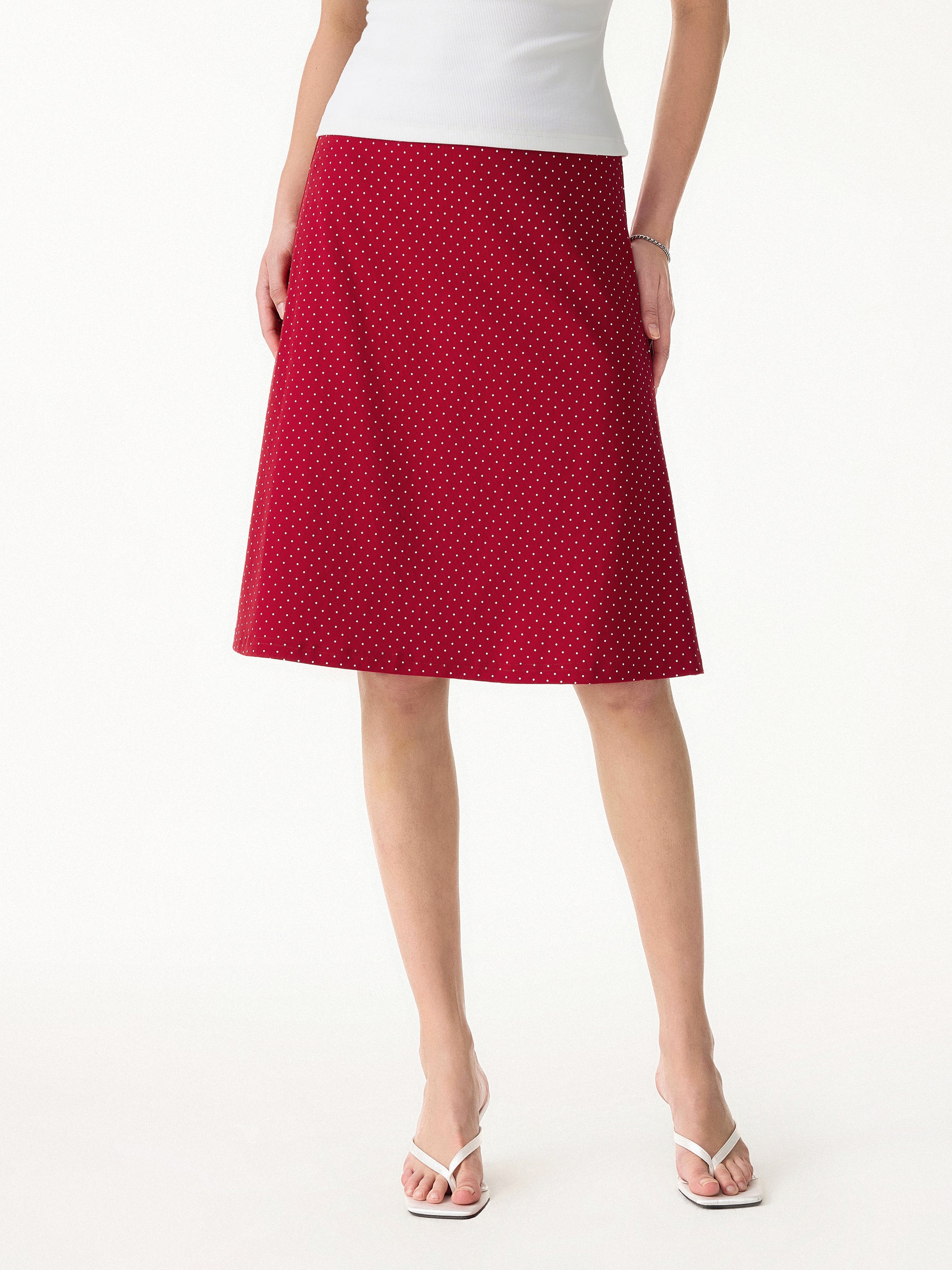 Stretch Cotton Polka Dot A-Line Flare Skirt Limited Edition - Image 5