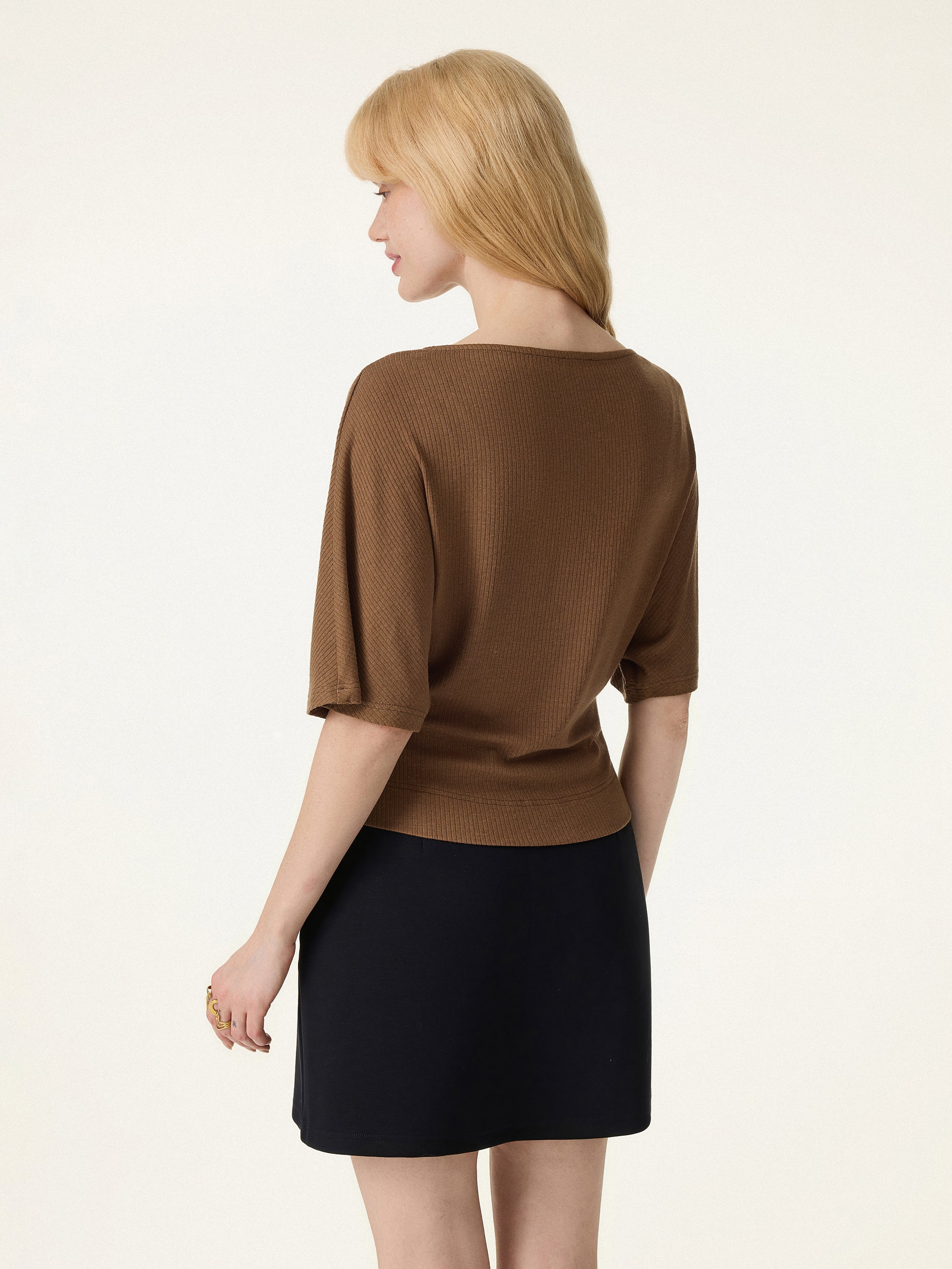 Soft Ribbed Boatneck Relaxed Top - Image 7