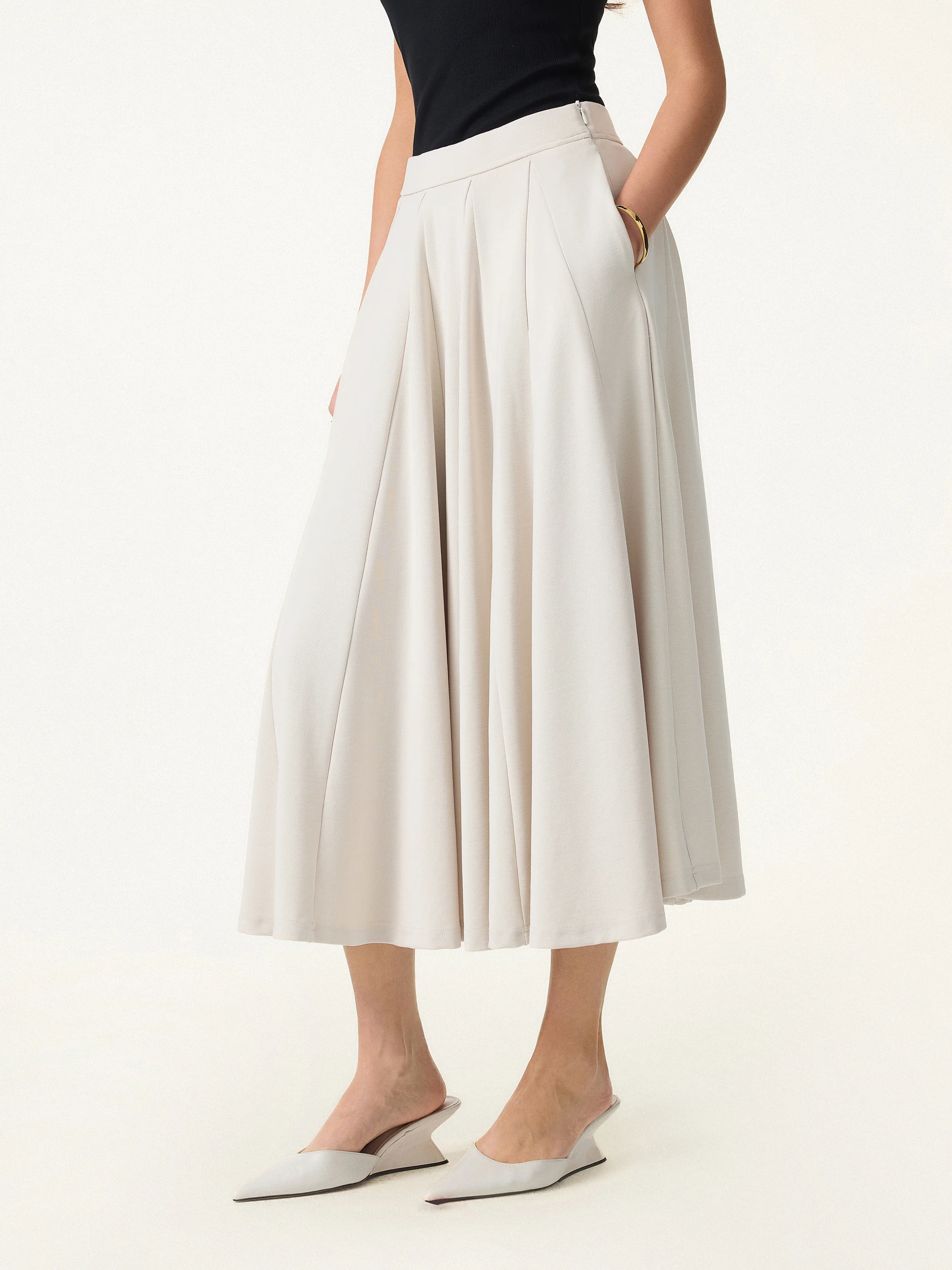 Lyocell Blend Volume Skirt with Pockets - Image 9
