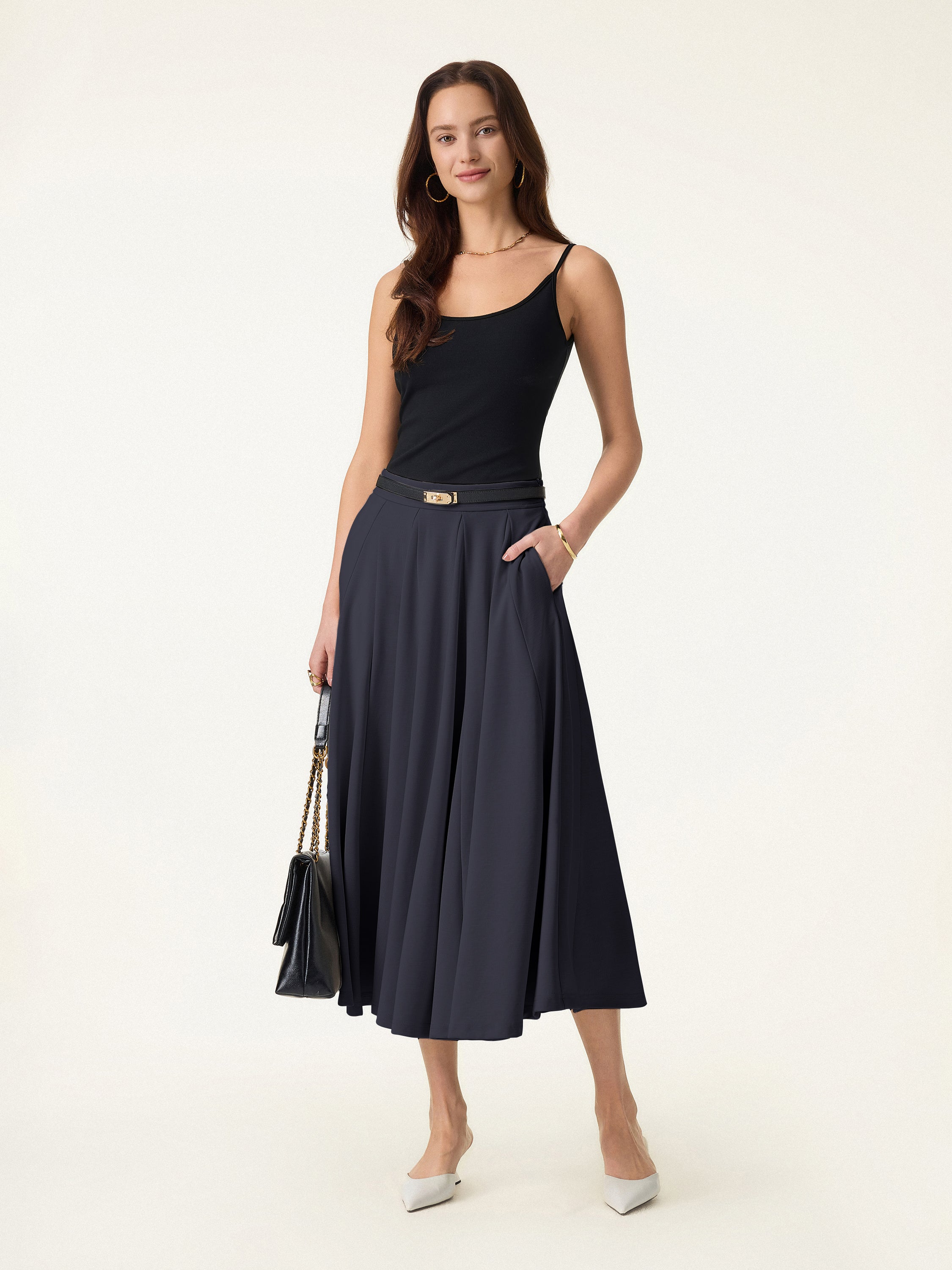 Lyocell Blend Volume Skirt with Pockets - Image 16