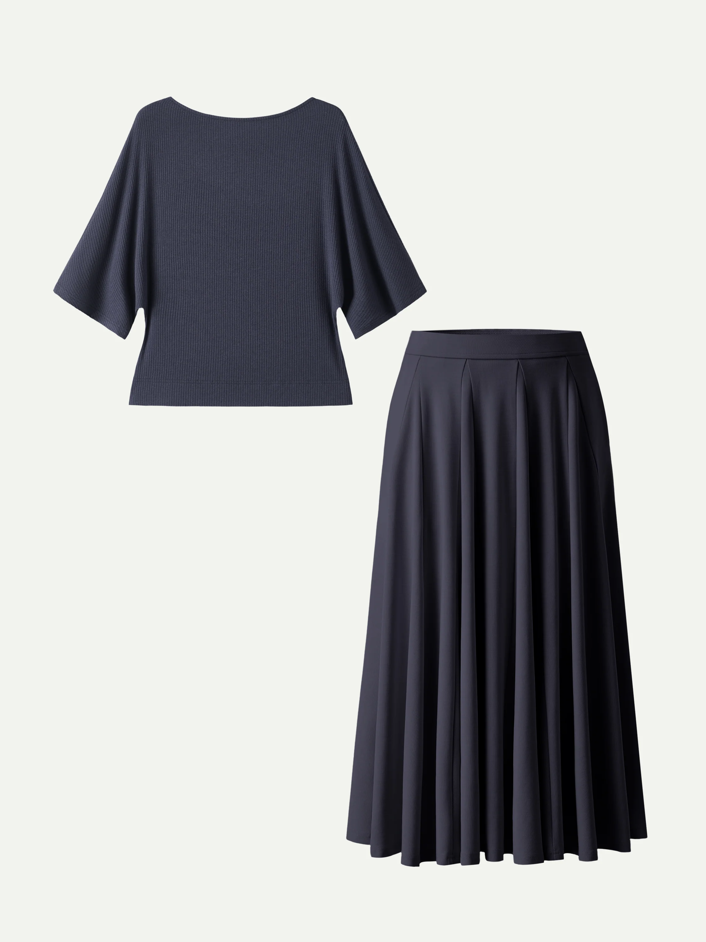 2Pcs Set Boatneck Top & Volume Skirt with Pockets - Image 3