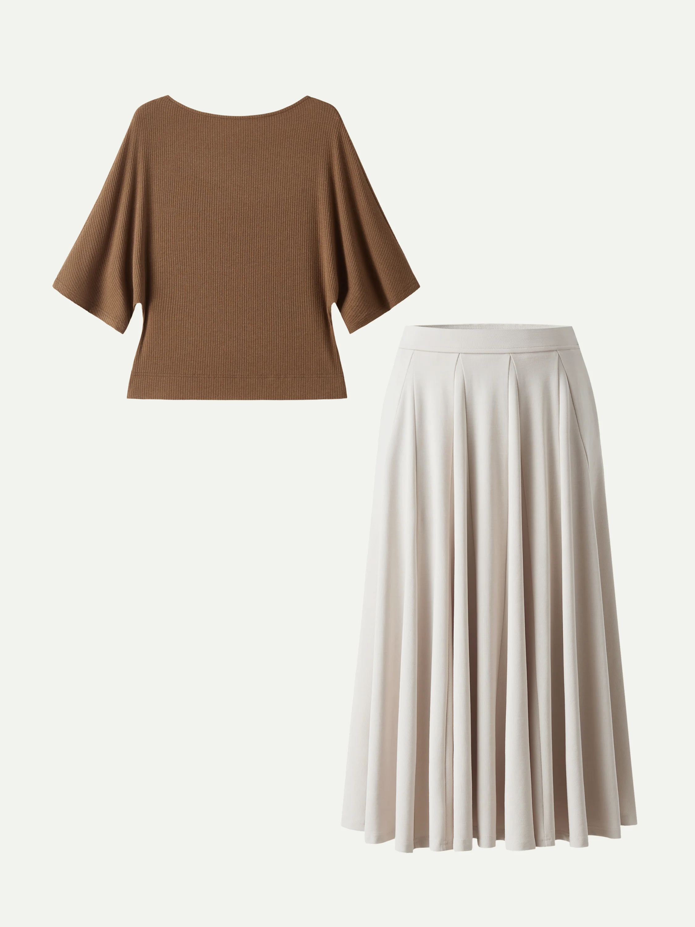 2Pcs Set Boatneck Top & Volume Skirt with Pockets - Image 5