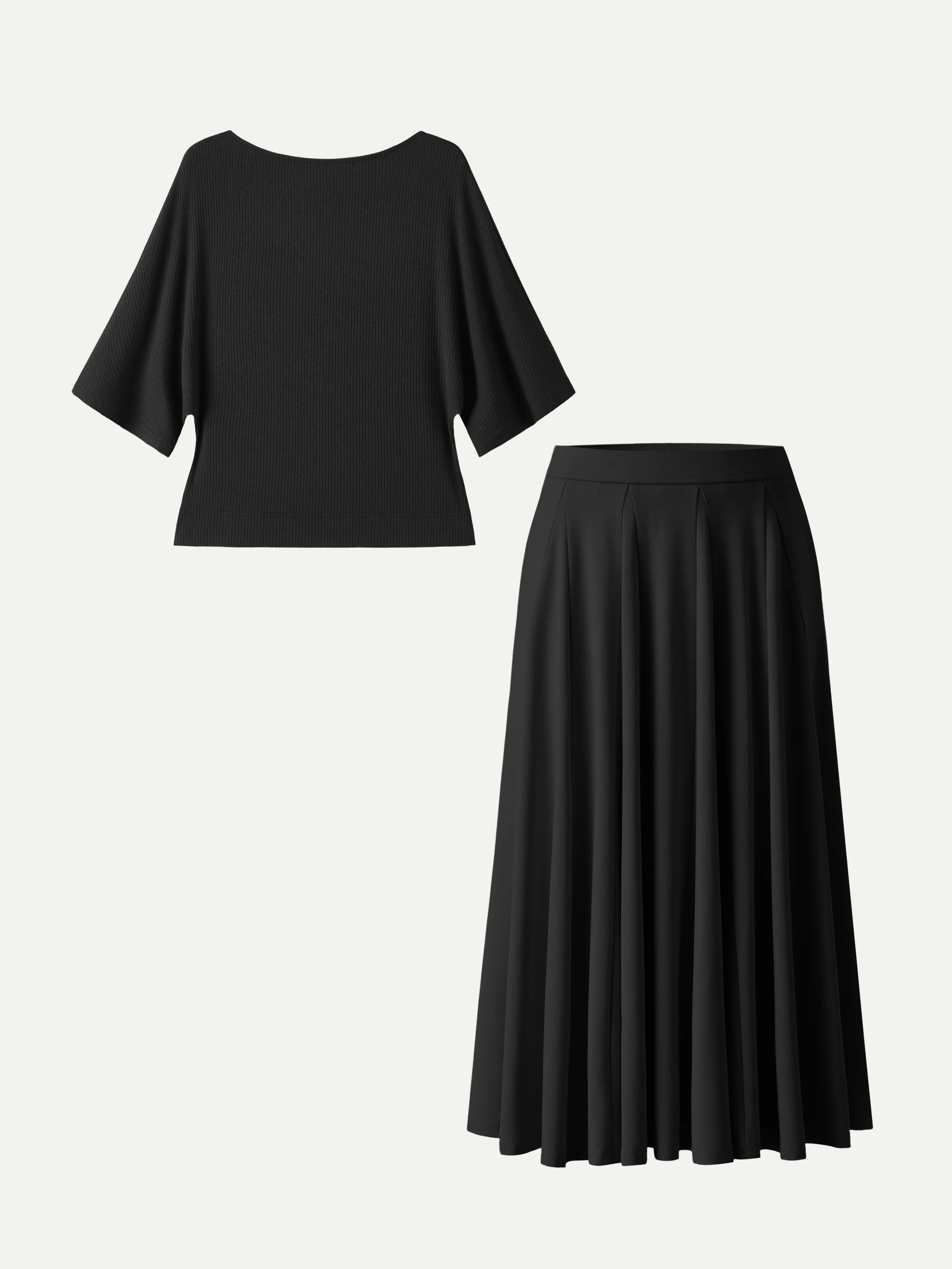 2Pcs Set Boatneck Top & Volume Skirt with Pockets - Image 7