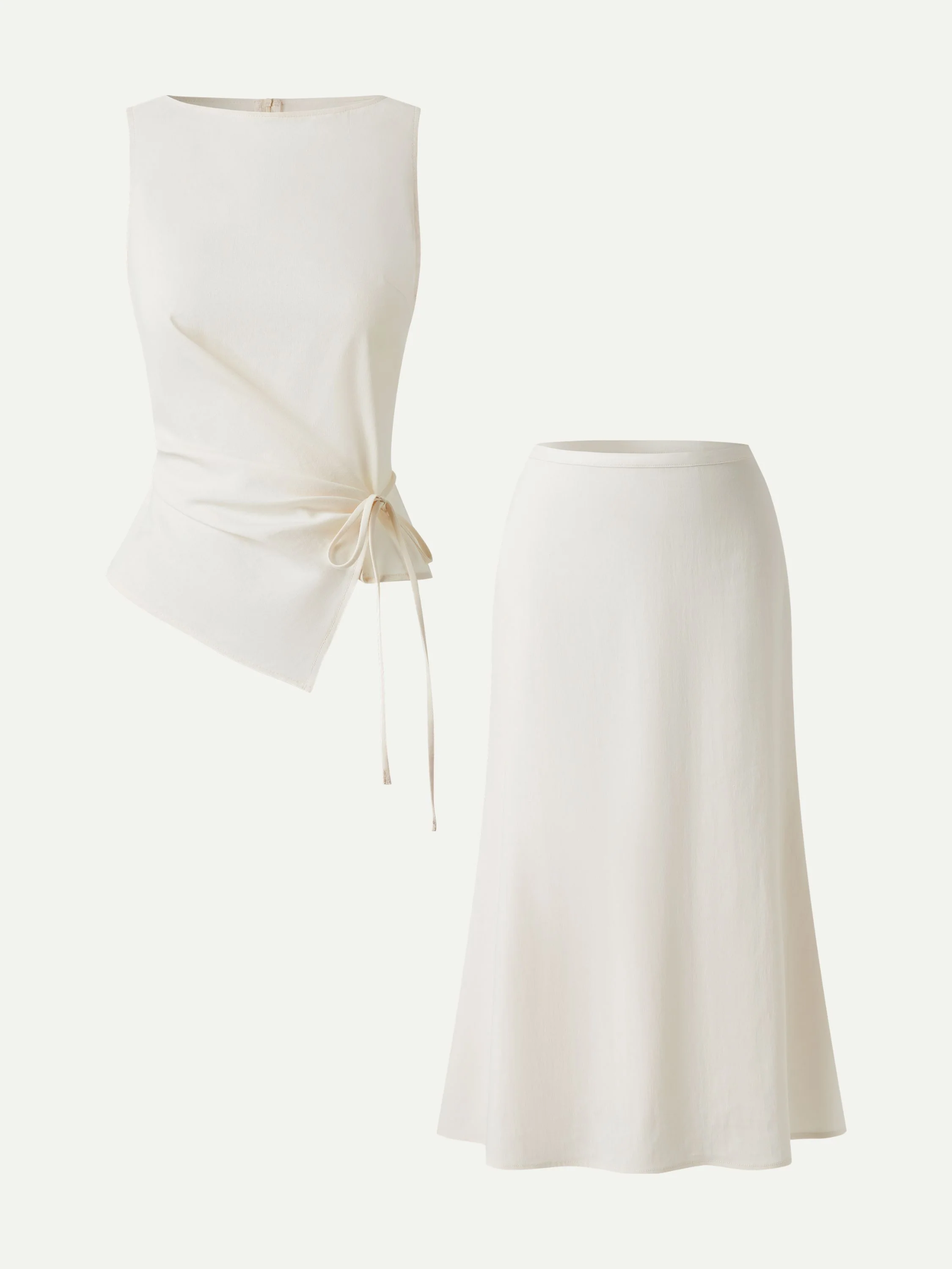 2Pcs Set Boatneck Waist-Defined Top & Maxi Flared Pull-On Skirt - Image 4