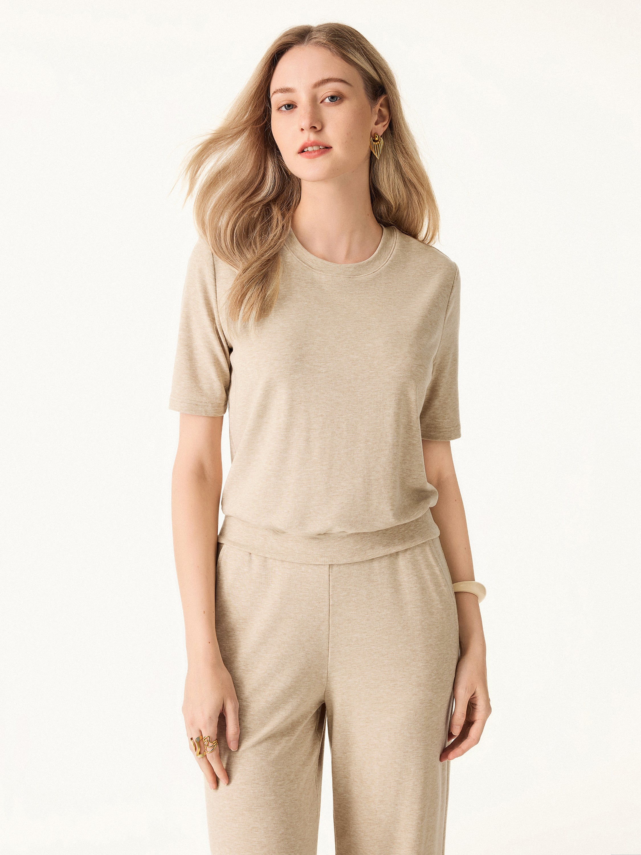 Lyocell Wool Crewneck Bra Top with Banded Hem - Image 4