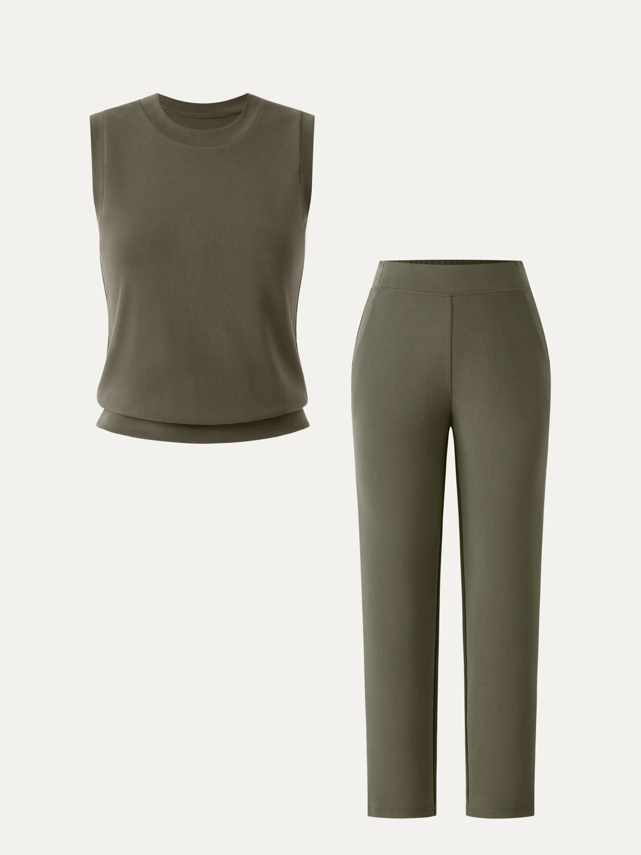 2Pcs Set Crewneck Tee & Mid Rise Tapered with Pockets - Image 12