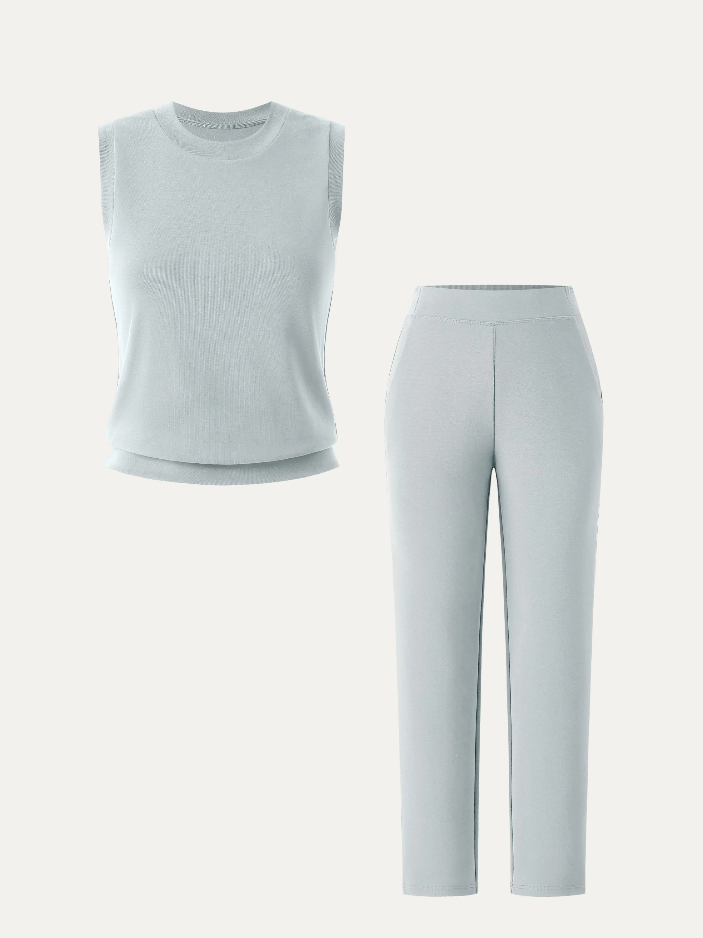2Pcs Set Crewneck Tee & Mid Rise Tapered with Pockets - Image 2