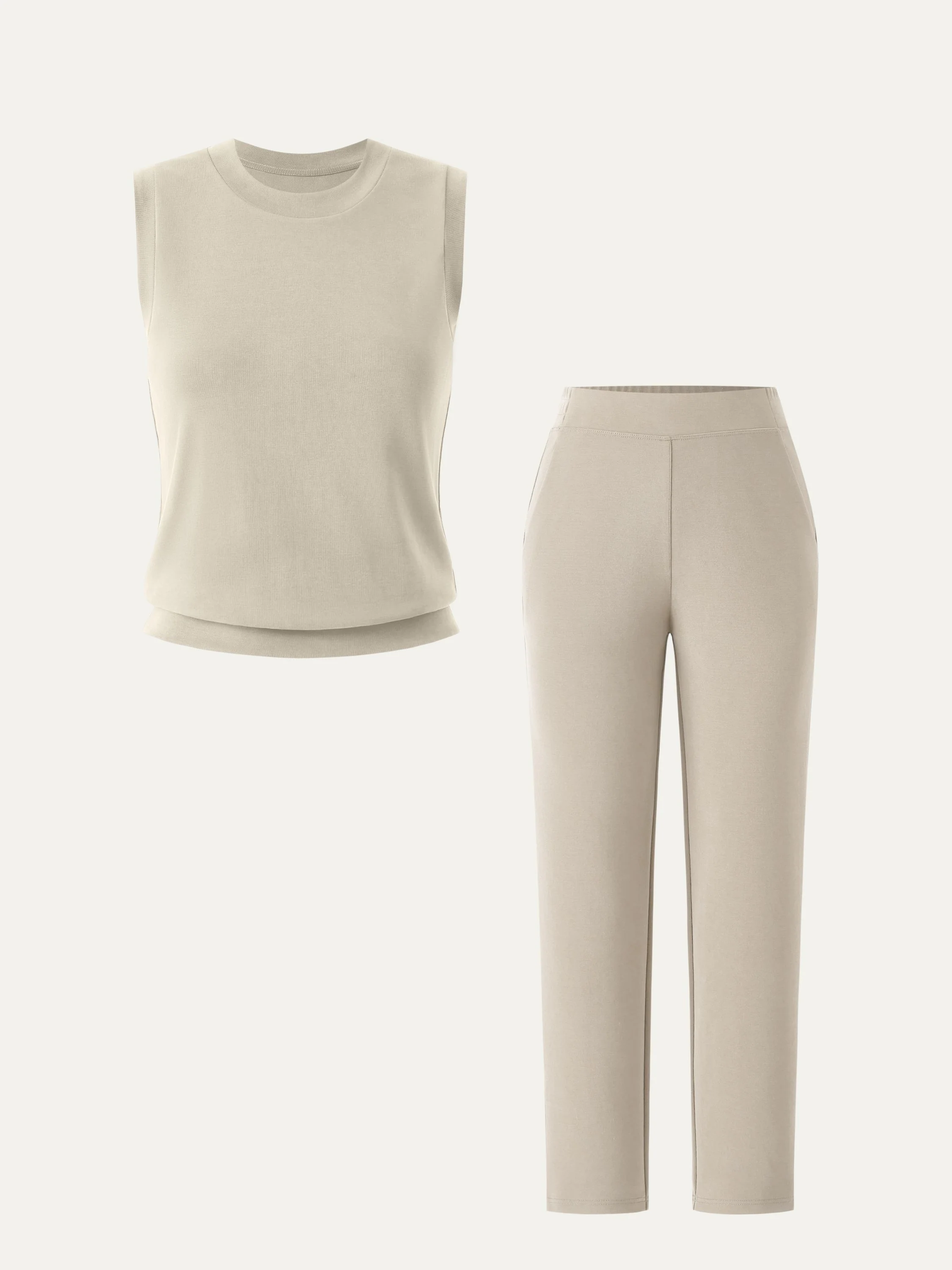 2Pcs Set Crewneck Tee & Mid Rise Tapered with Pockets - Image 8