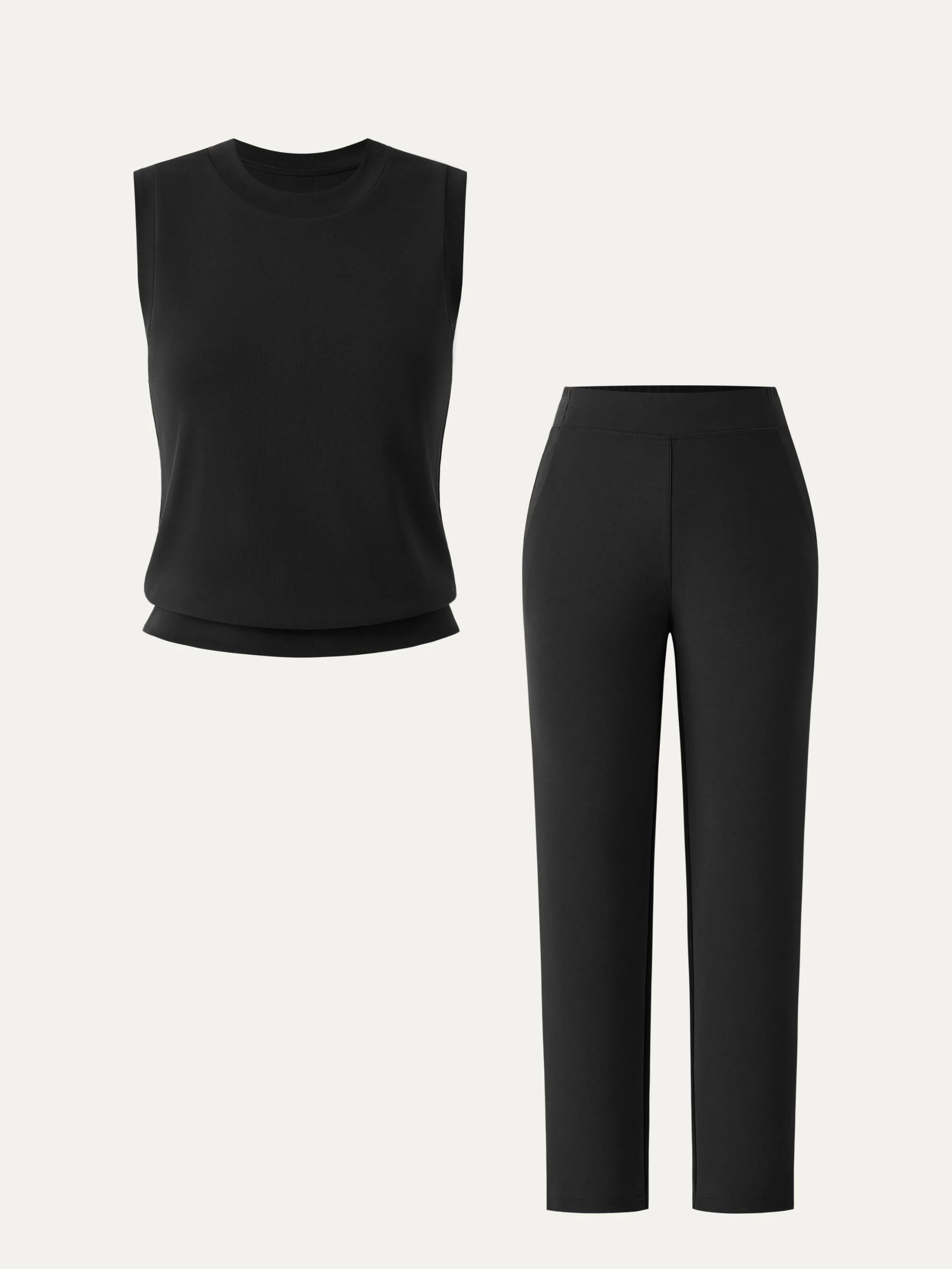 2Pcs Set Crewneck Tee & Mid Rise Tapered with Pockets - Image 9