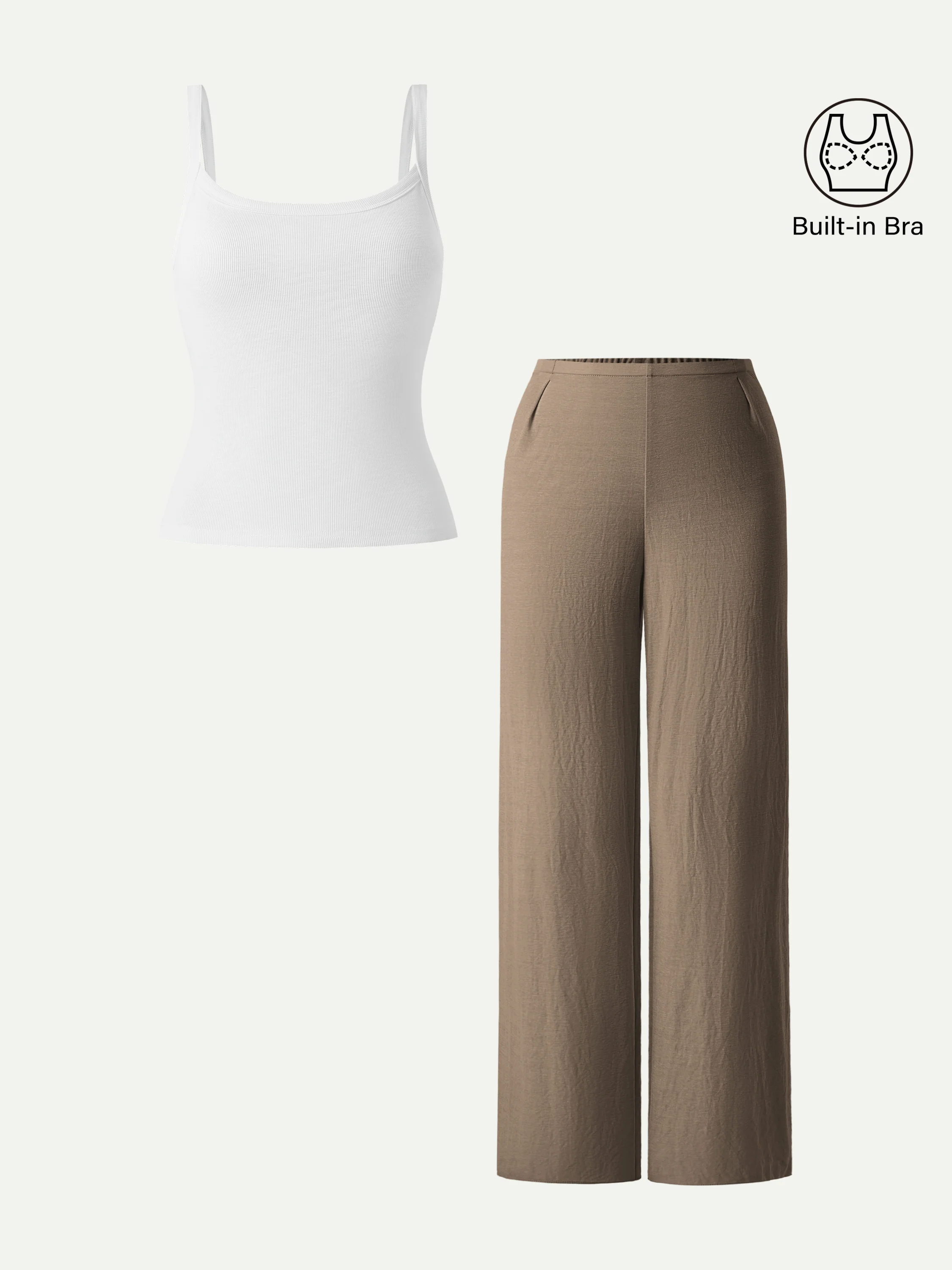 2Pcs Set Low Back Bra Tank & Mid Rise Straight Leg Pants - Image 4
