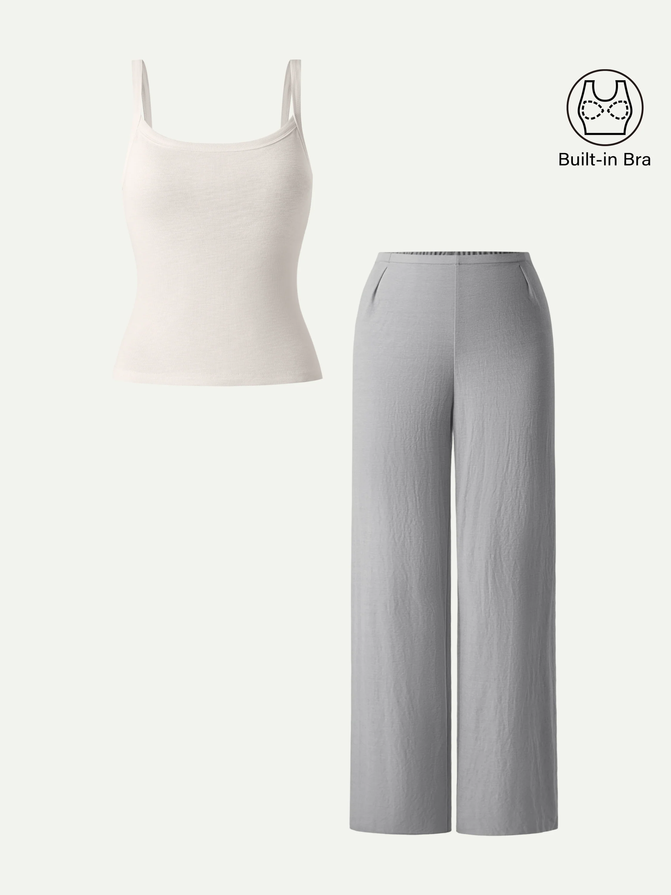 2Pcs Set Low Back Bra Tank & Mid Rise Straight Leg Pants - Image 5