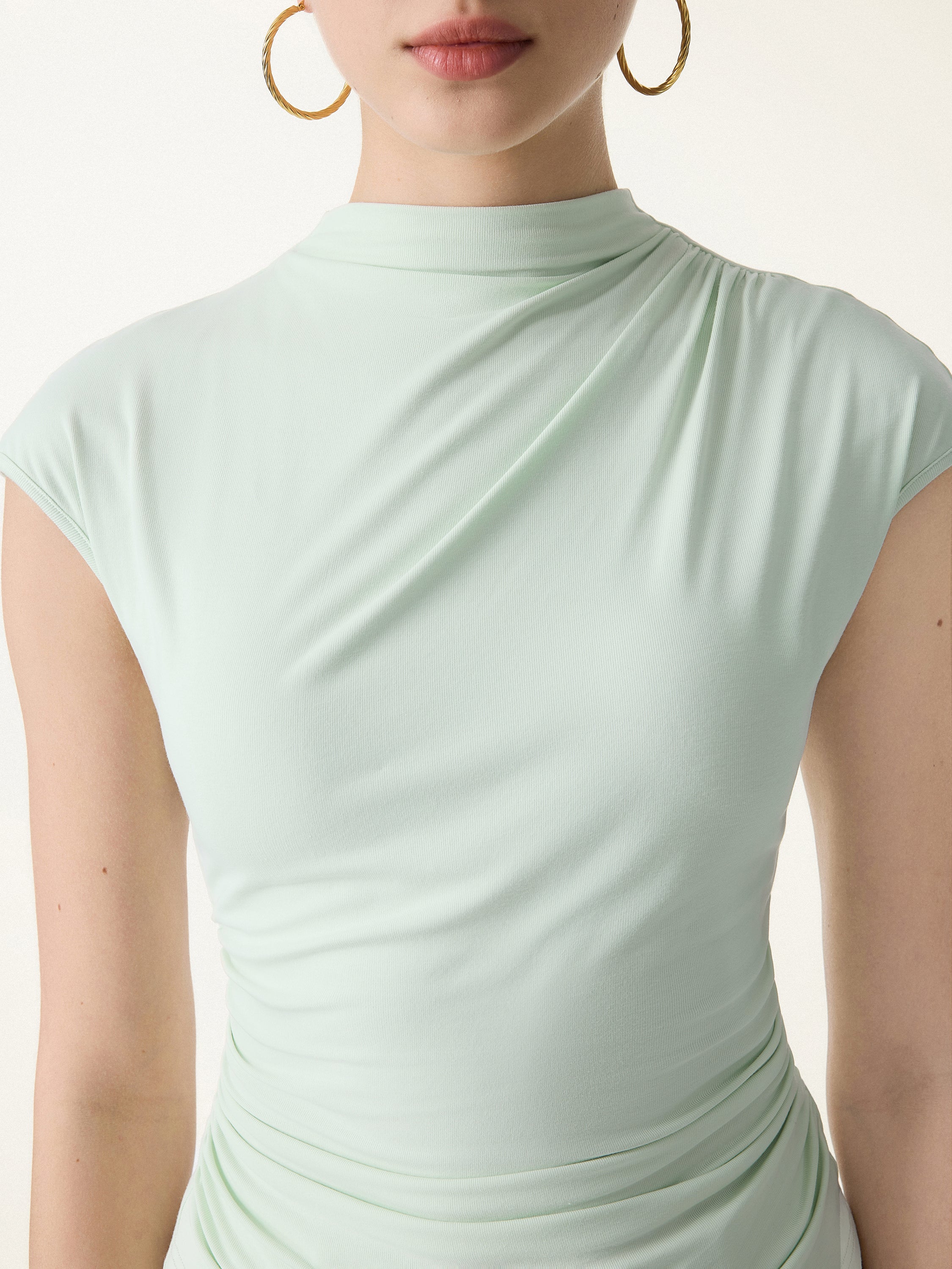SkinKiss Mockneck Ruched Cropped Bra Top - Image 3