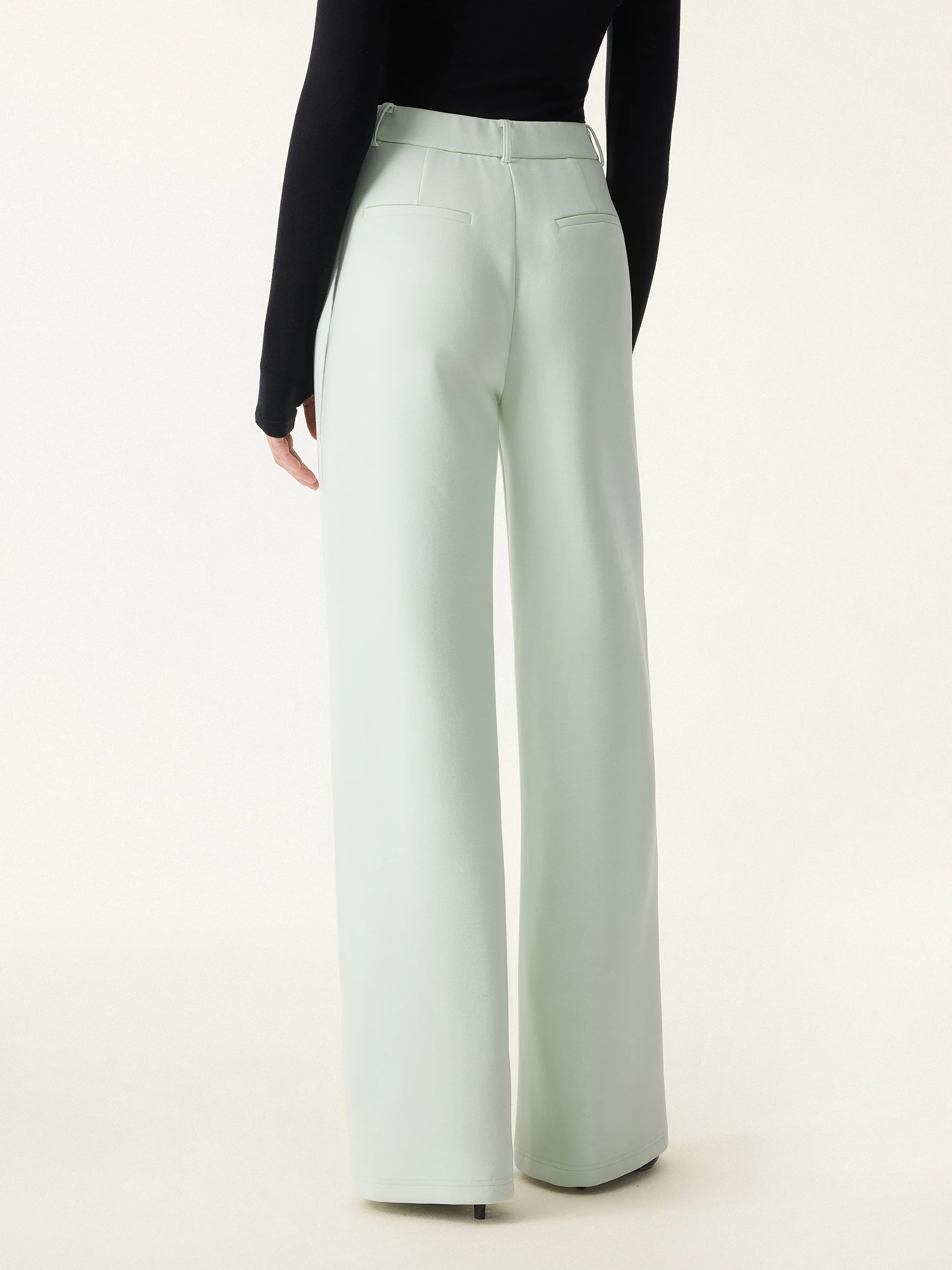Stretch Cotton Blend Slimming High Rise Wide Leg Pants - Image 11