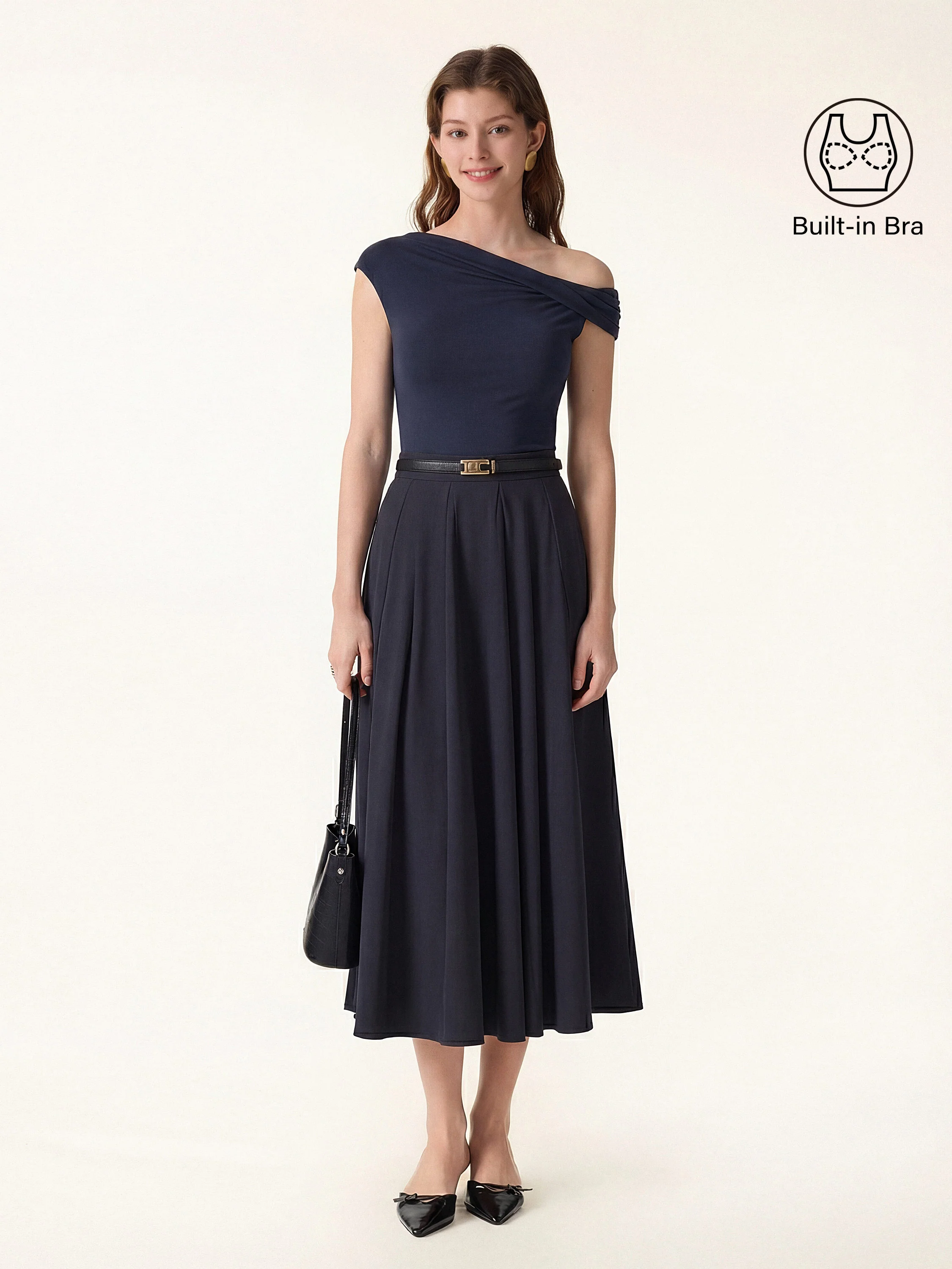 2Pcs Set Multi-wear Bra Top & Volume Skirt with Pockets