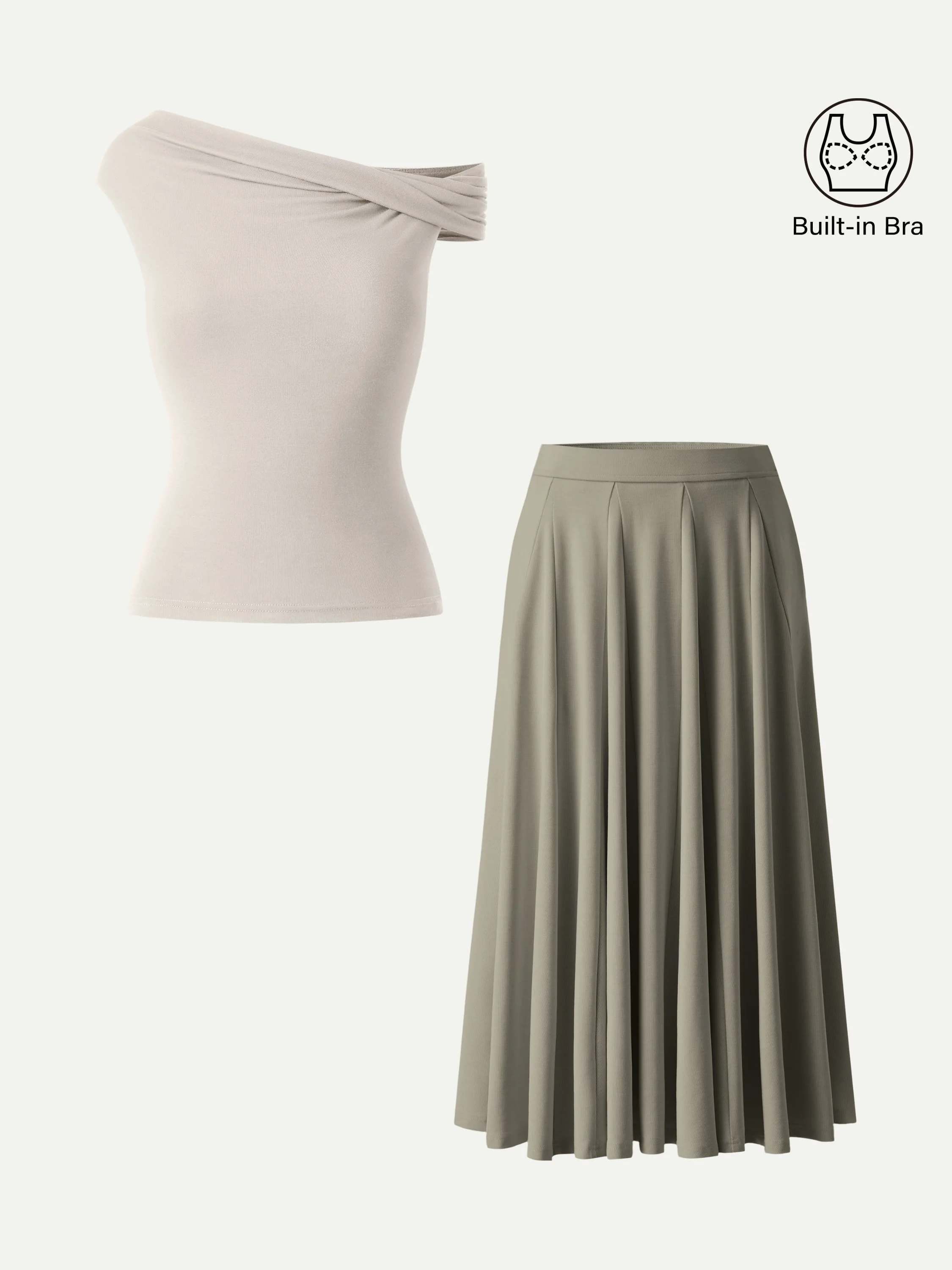 2Pcs Set Multi-wear Bra Top & Volume Skirt with Pockets - Image 5