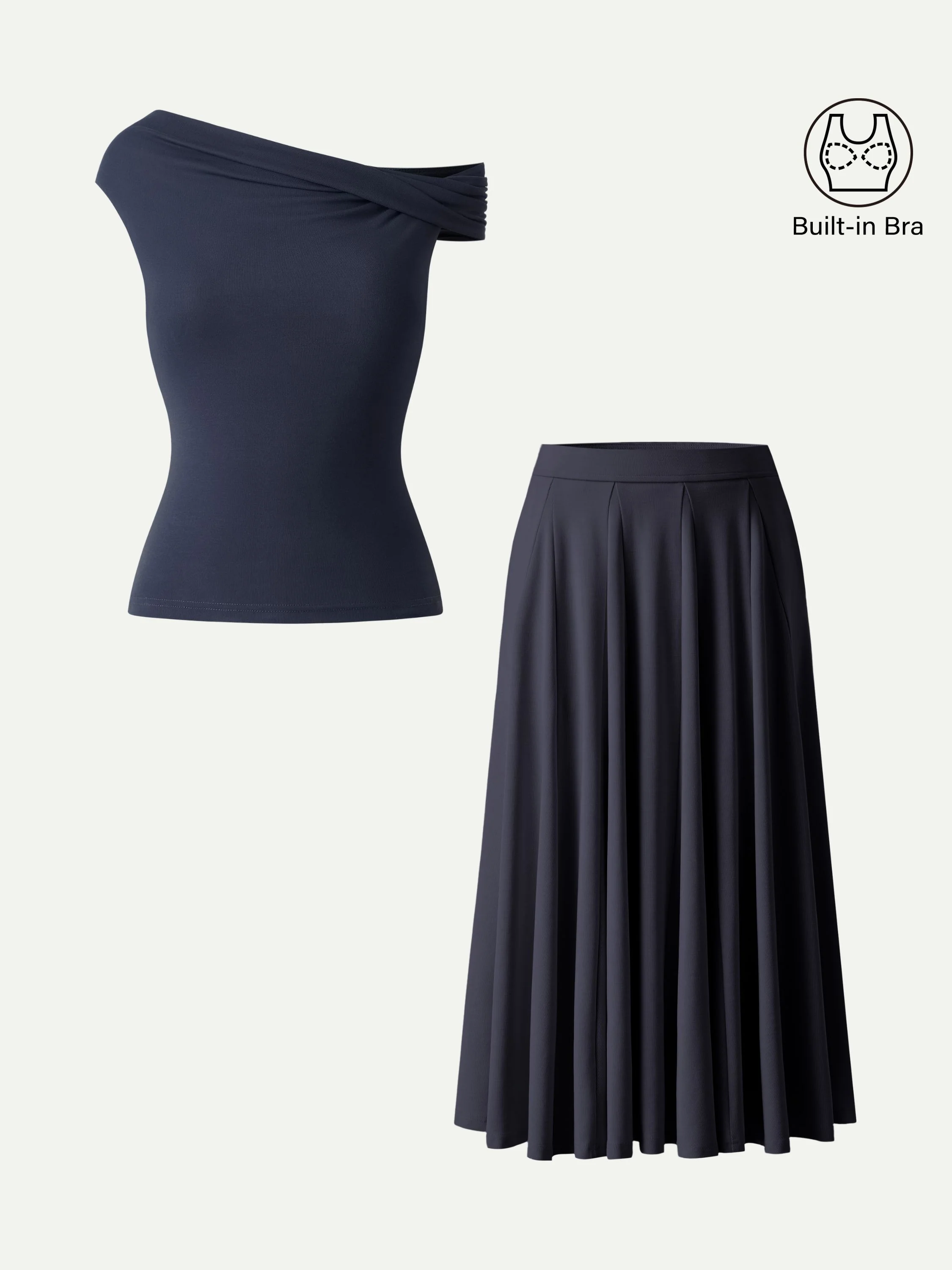 2Pcs Set Multi-wear Bra Top & Volume Skirt with Pockets - Image 6