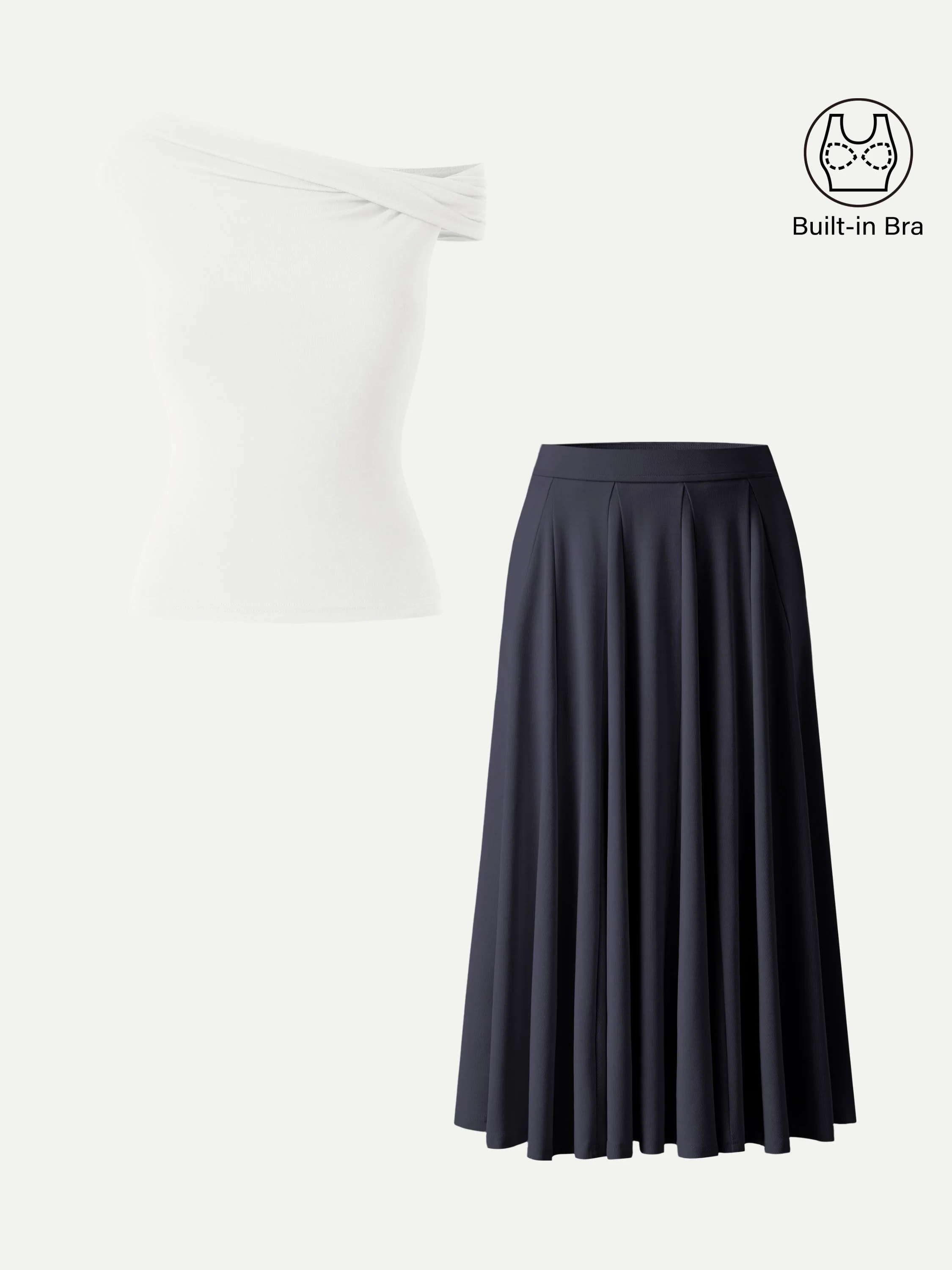2Pcs Set Multi-wear Bra Top & Volume Skirt with Pockets - Image 7