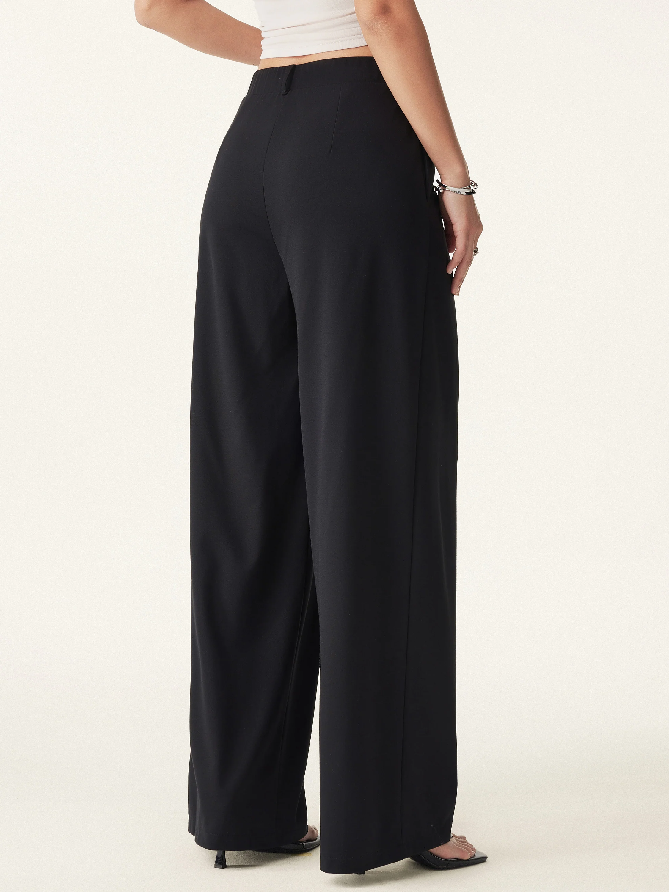 Drapey Bamboo Ponte Mid Rise Wide Leg Trouser with Pockets - Image 10