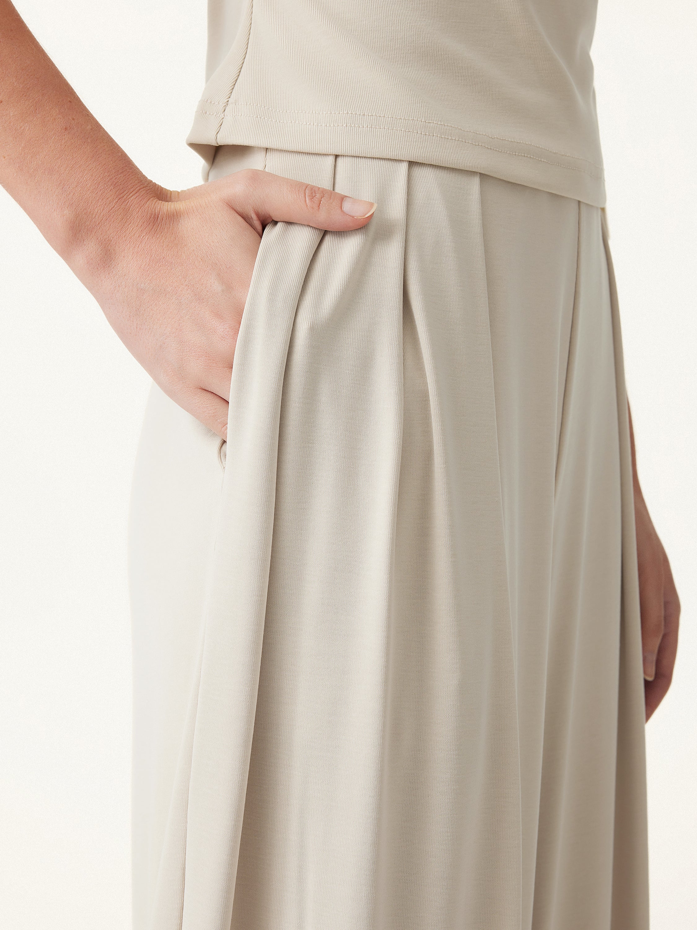 2Pcs Set Sandwashed Ruched Bra Tank & Mid Rise Wide Leg Palazzo Pants with Pockets - Image 11