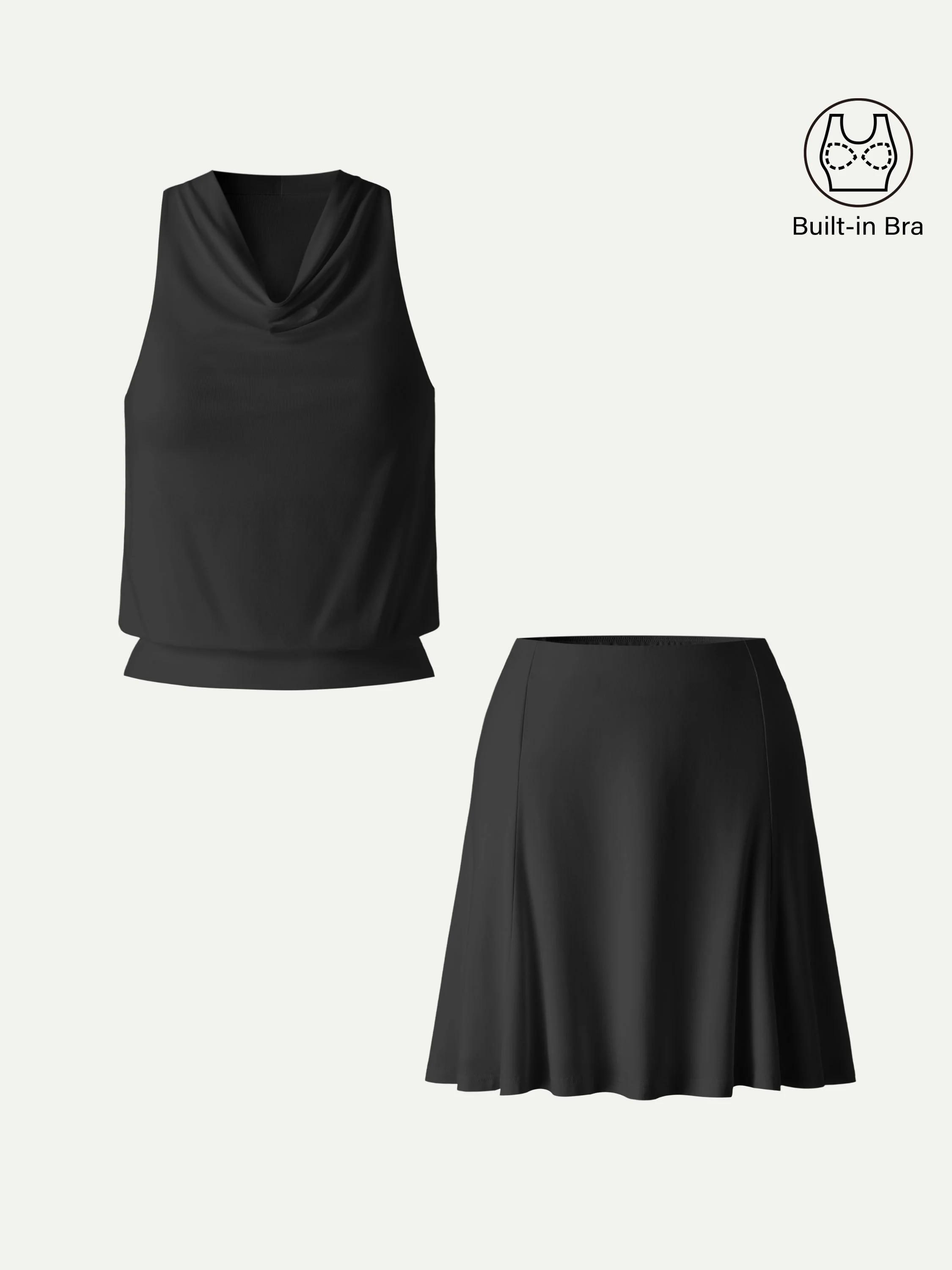 2Pcs Set SkinKiss Halter Cowl Neck Bra Top & Circle Flared Mini Skirt - Image 10