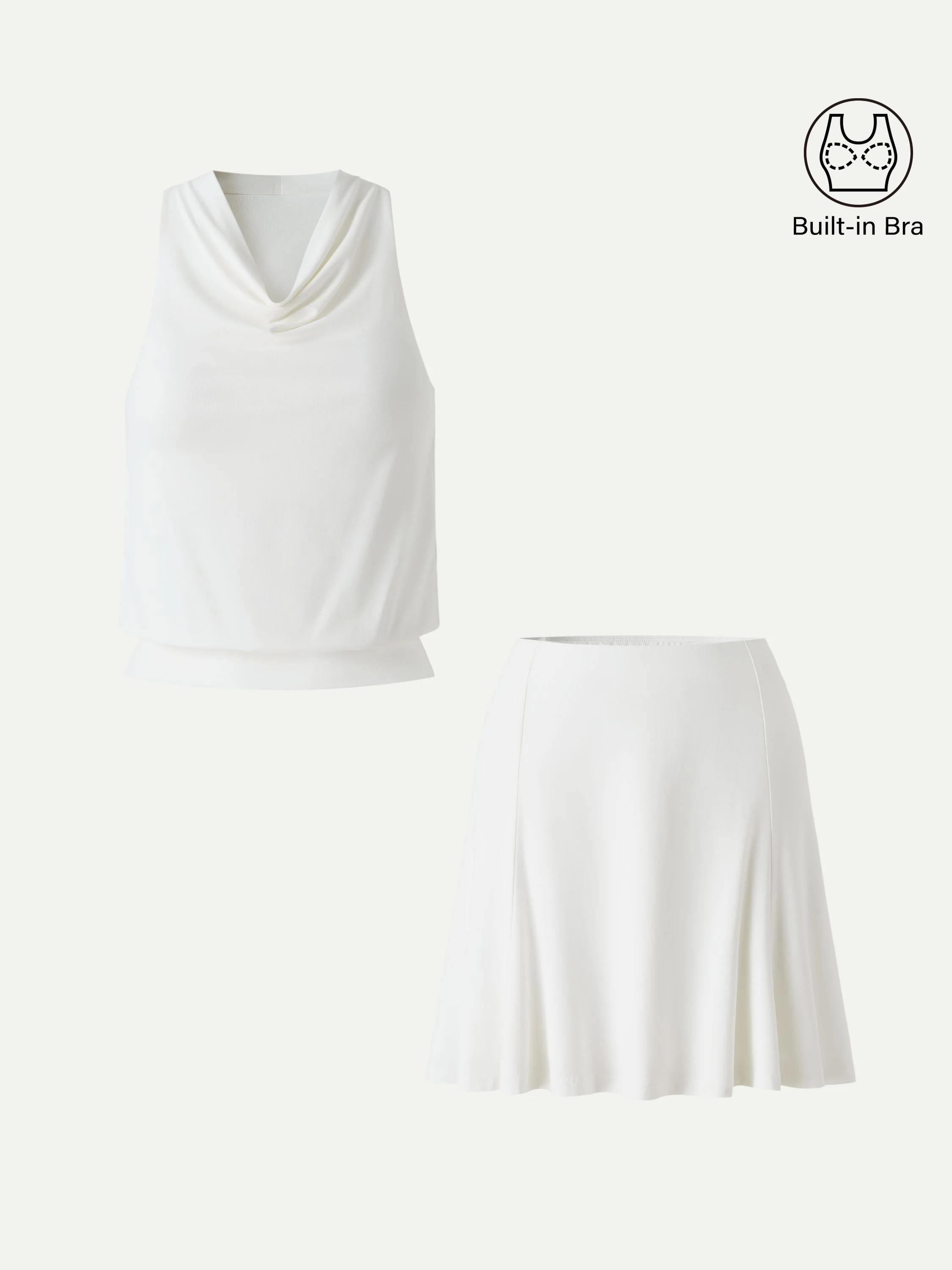 2Pcs Set SkinKiss Halter Cowl Neck Bra Top & Circle Flared Mini Skirt - Image 4