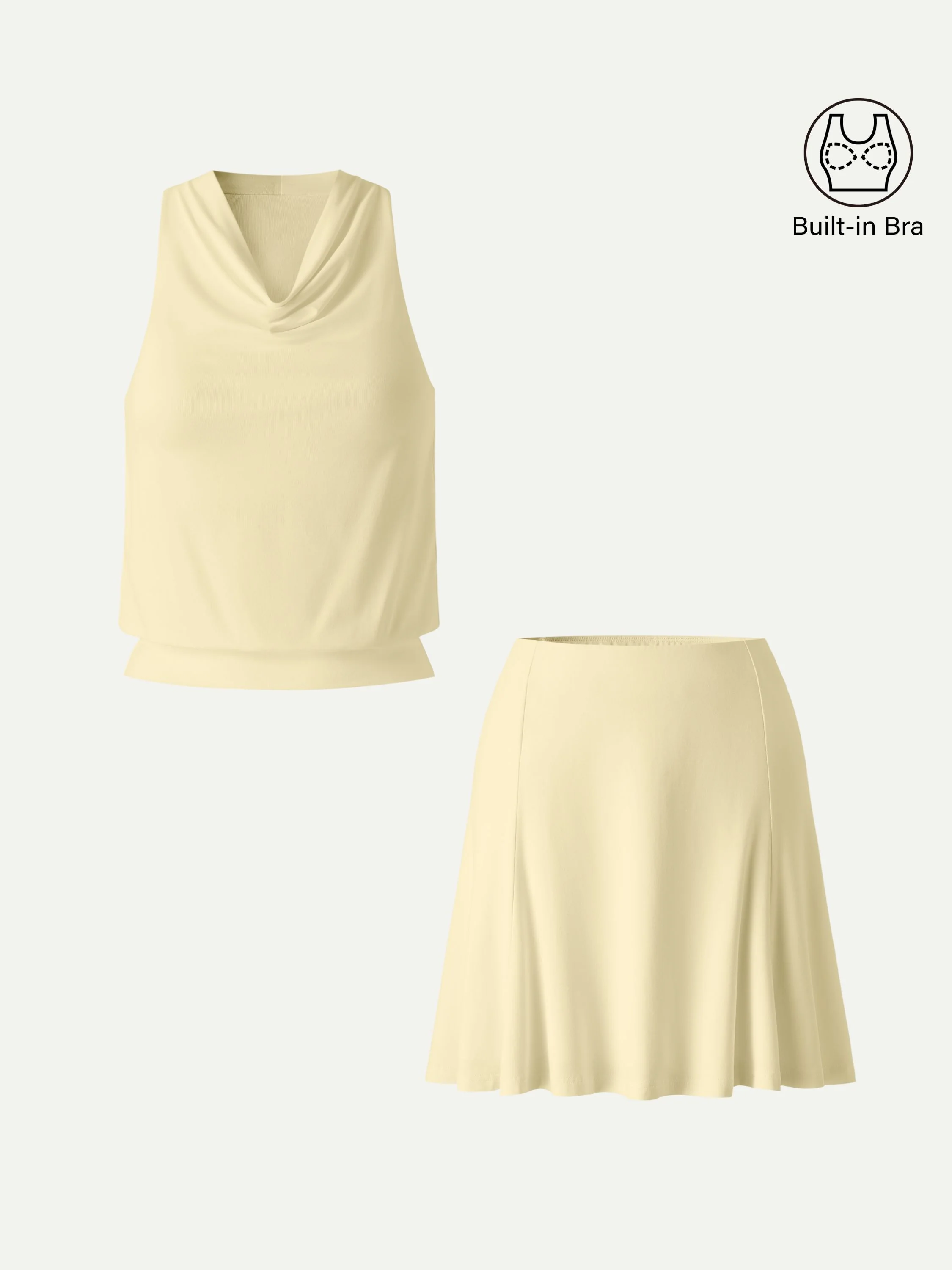 2Pcs Set SkinKiss Halter Cowl Neck Bra Top & Circle Flared Mini Skirt - Image 5