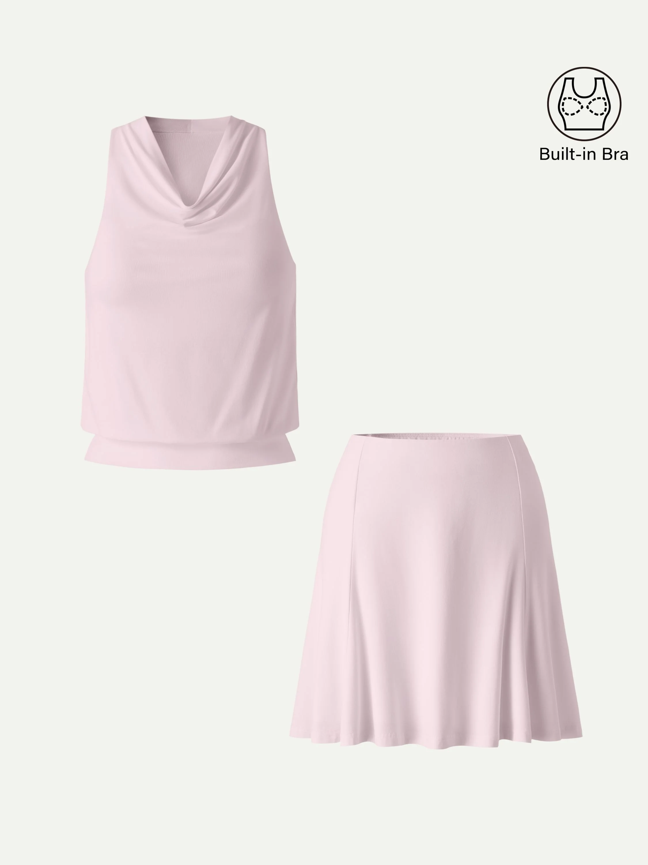 2Pcs Set SkinKiss Halter Cowl Neck Bra Top & Circle Flared Mini Skirt - Image 7