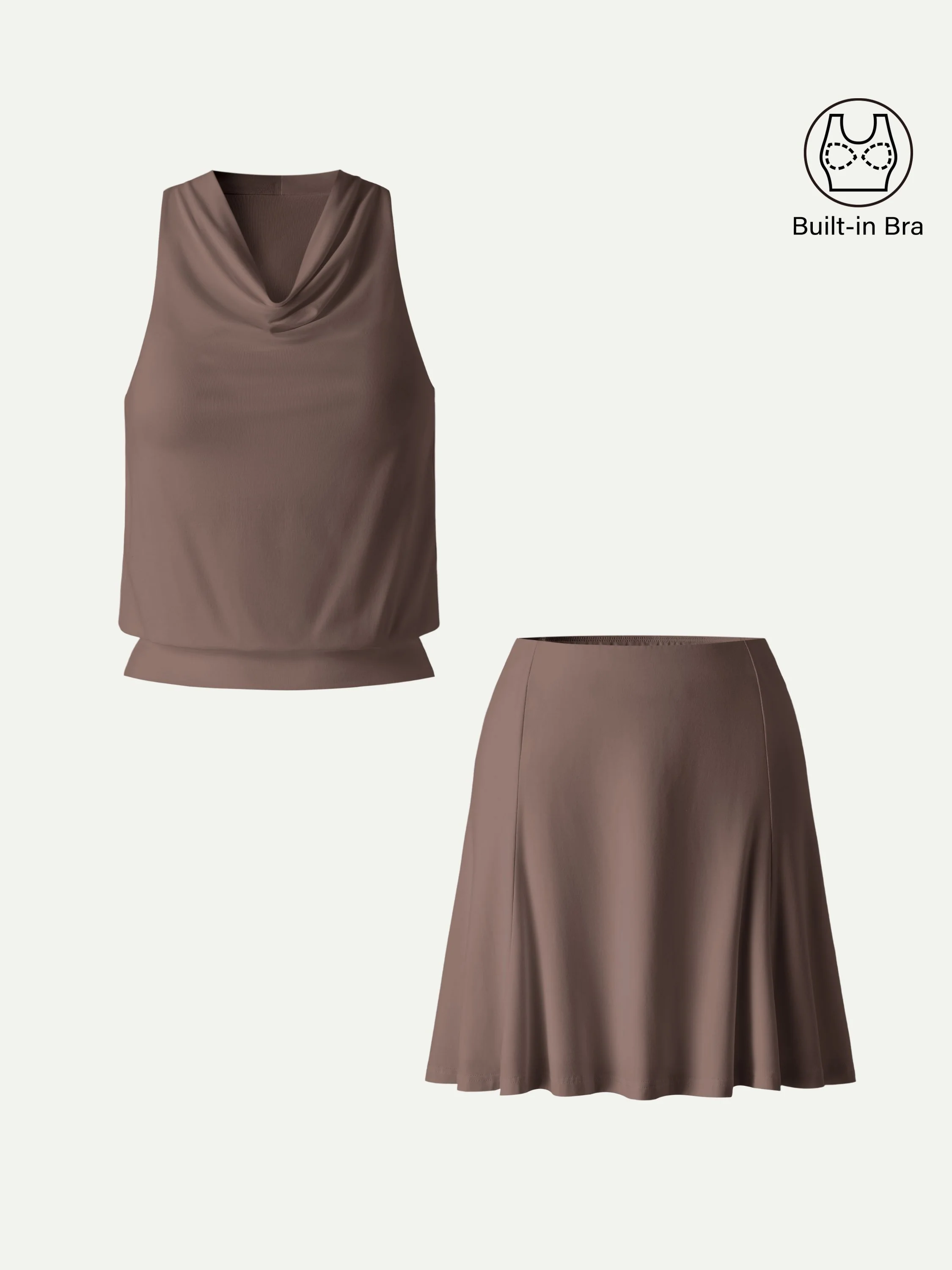 2Pcs Set SkinKiss Halter Cowl Neck Bra Top & Circle Flared Mini Skirt - Image 9