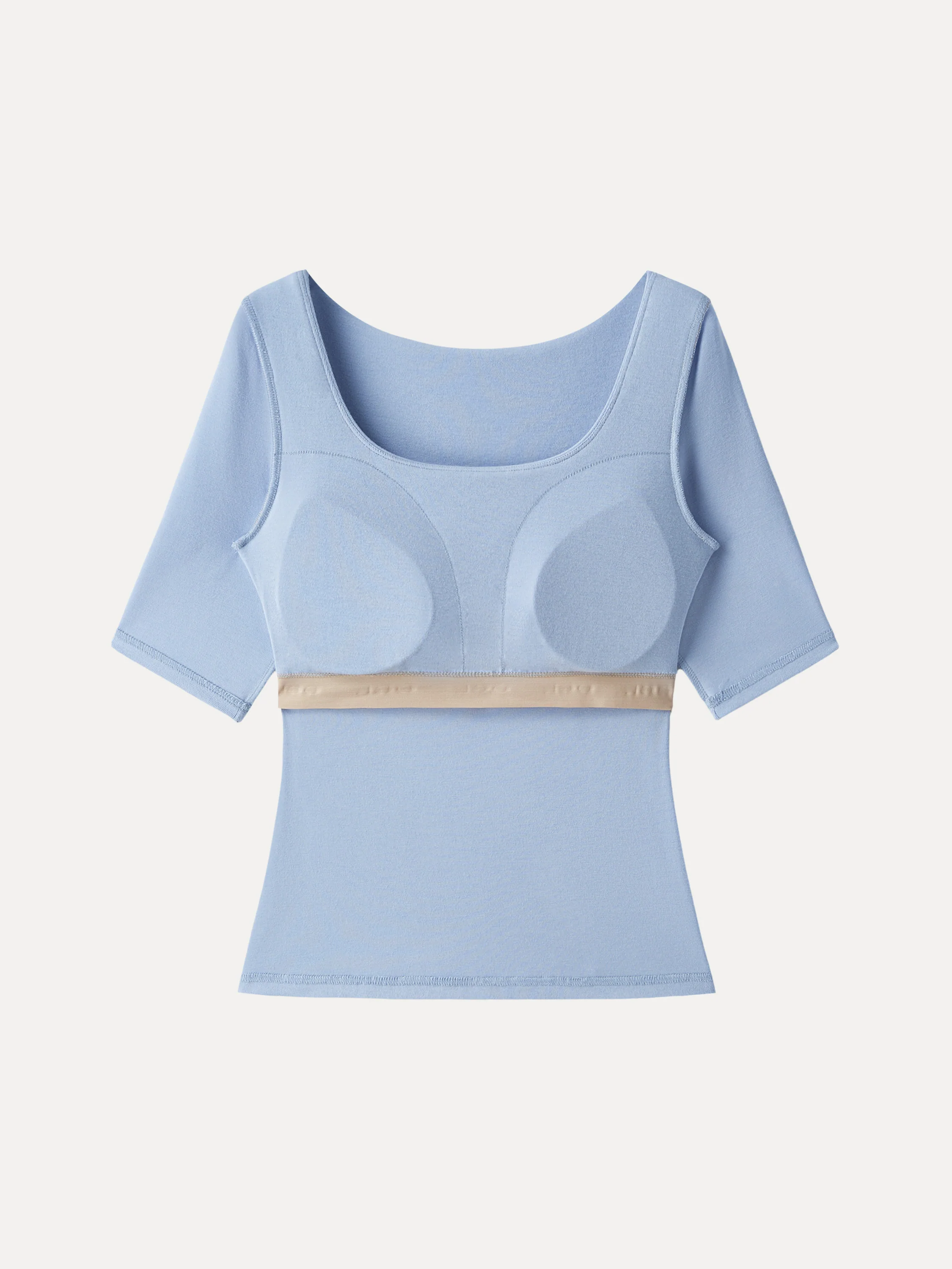 Essential Square Neck Elbow Length Sleeve Bra Top - Image 10