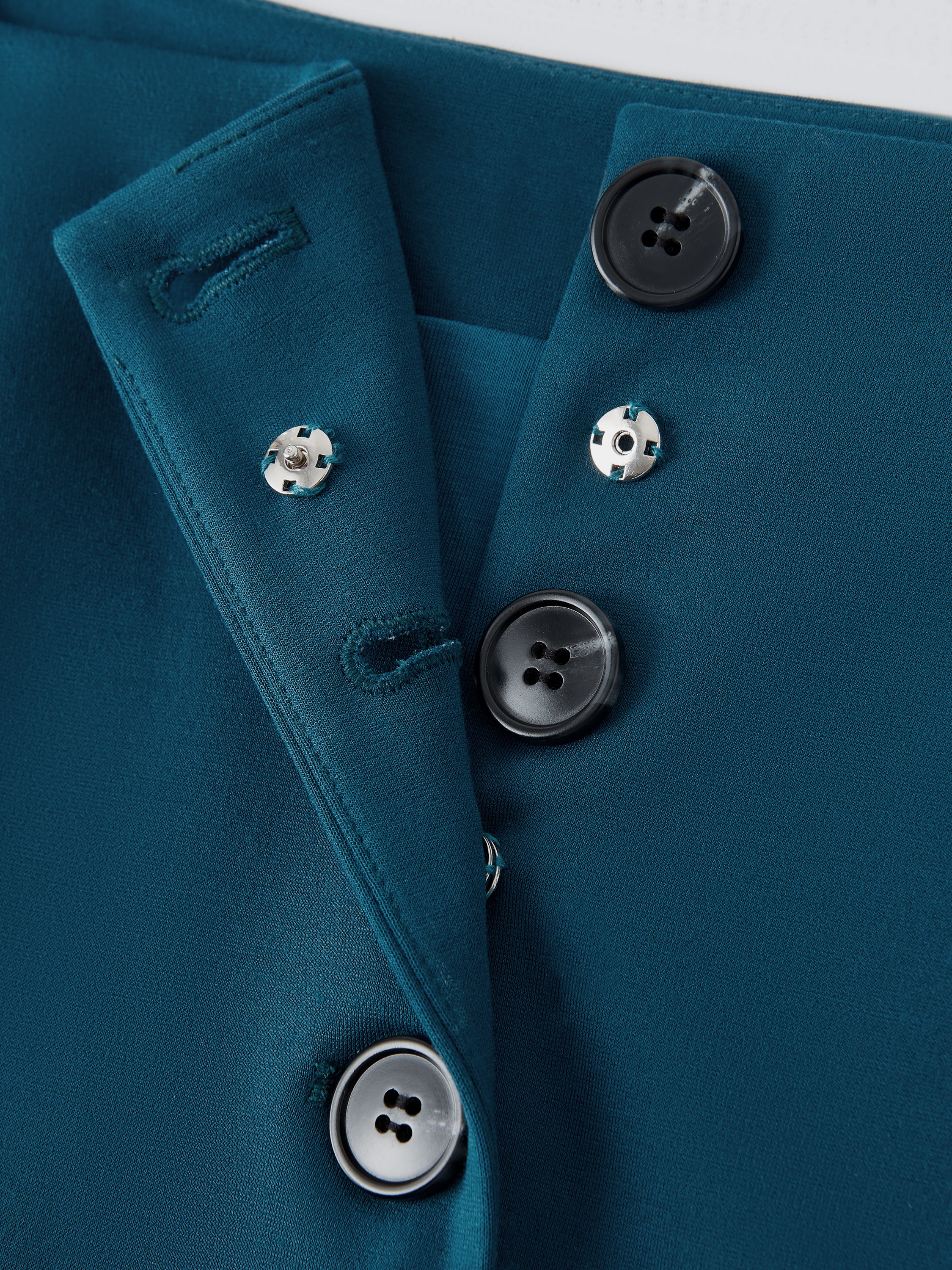 Stretch Ponte Square Neck Cropped Waistcoat with Pockets - Image 2