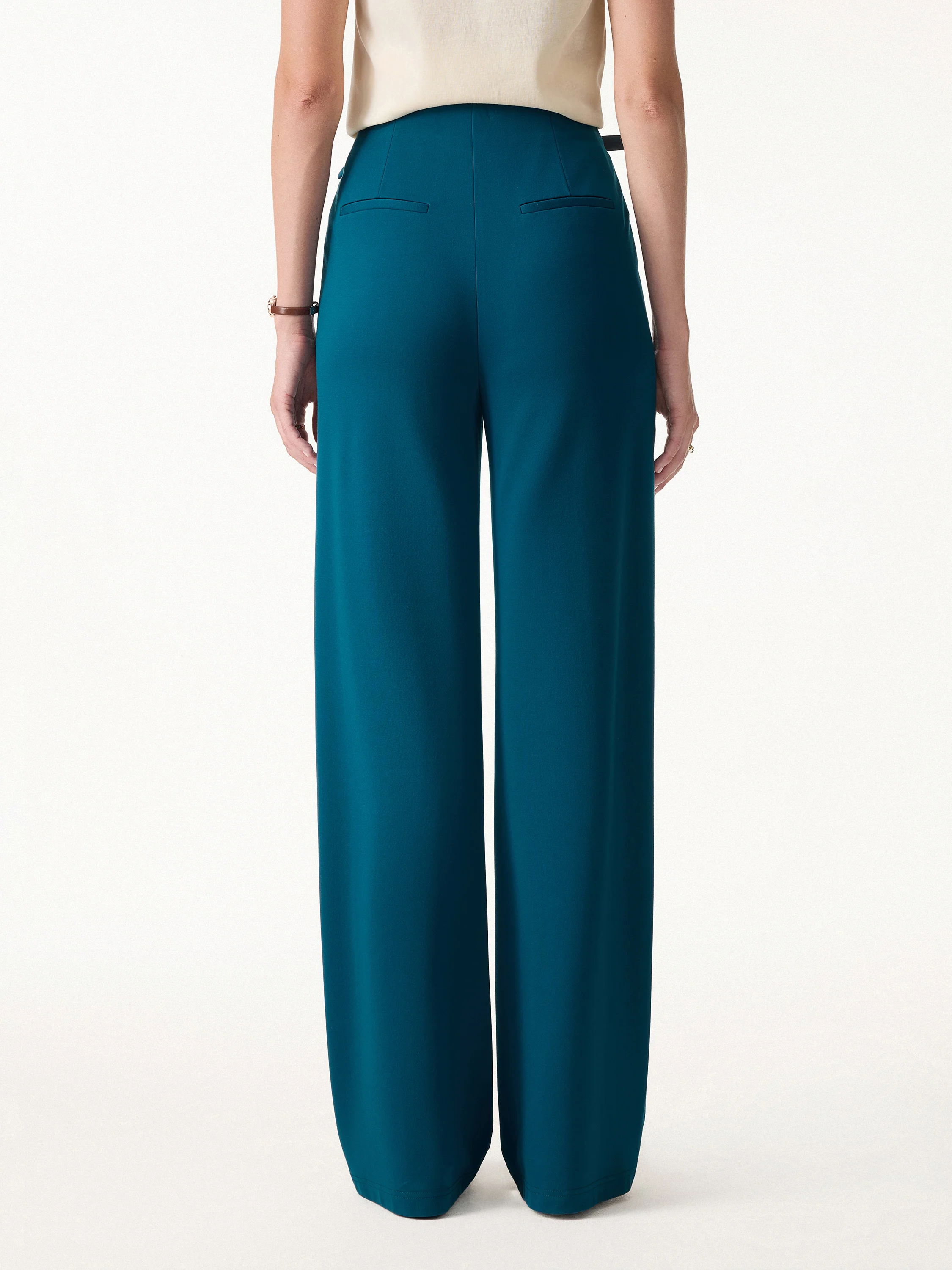 4-Way Stretch Drapey High Rise Wide Leg Ankled Pants - Image 8