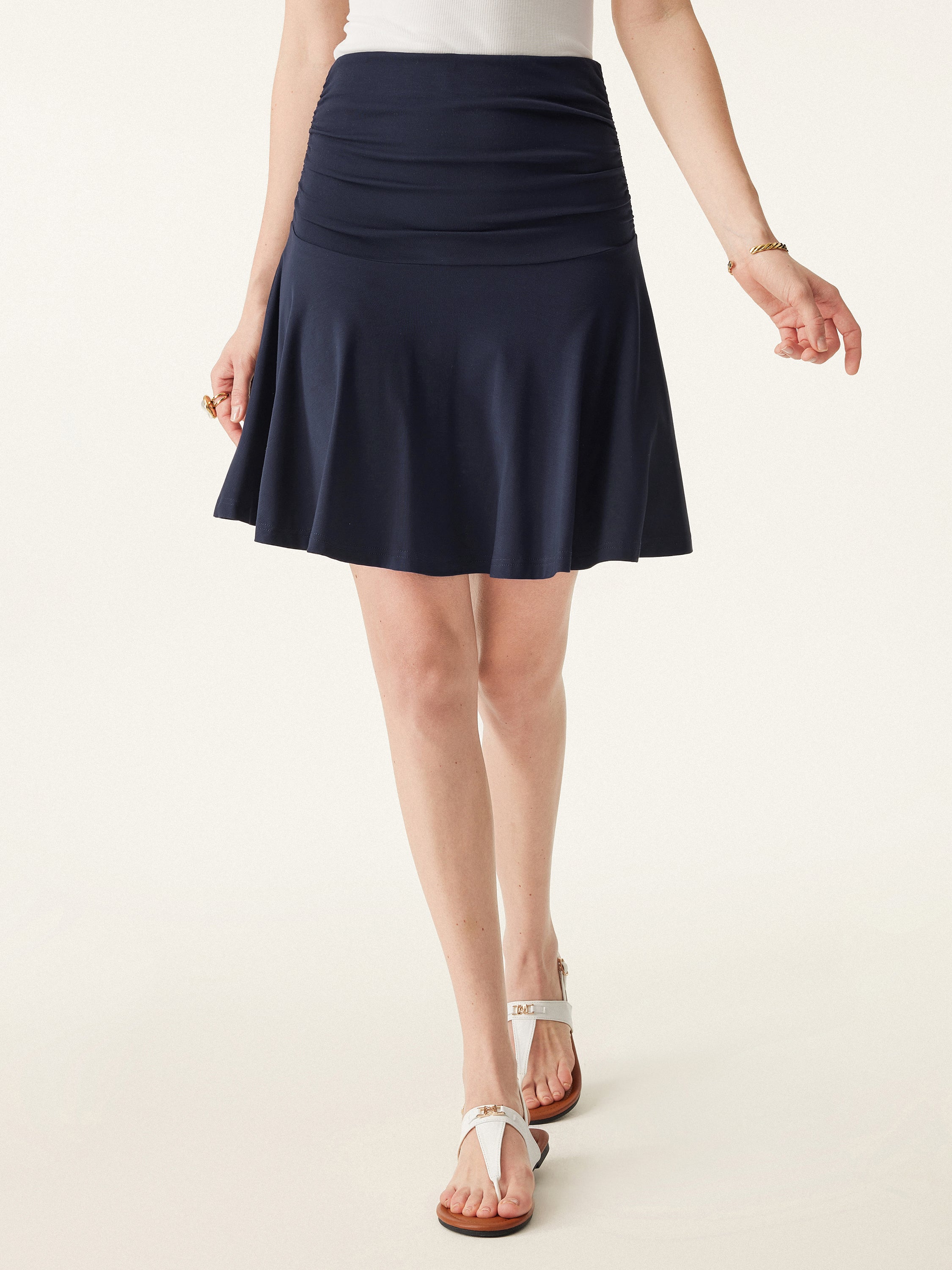 Essential Ruched Mini Circle Skirt with Lined Shorts - Image 6