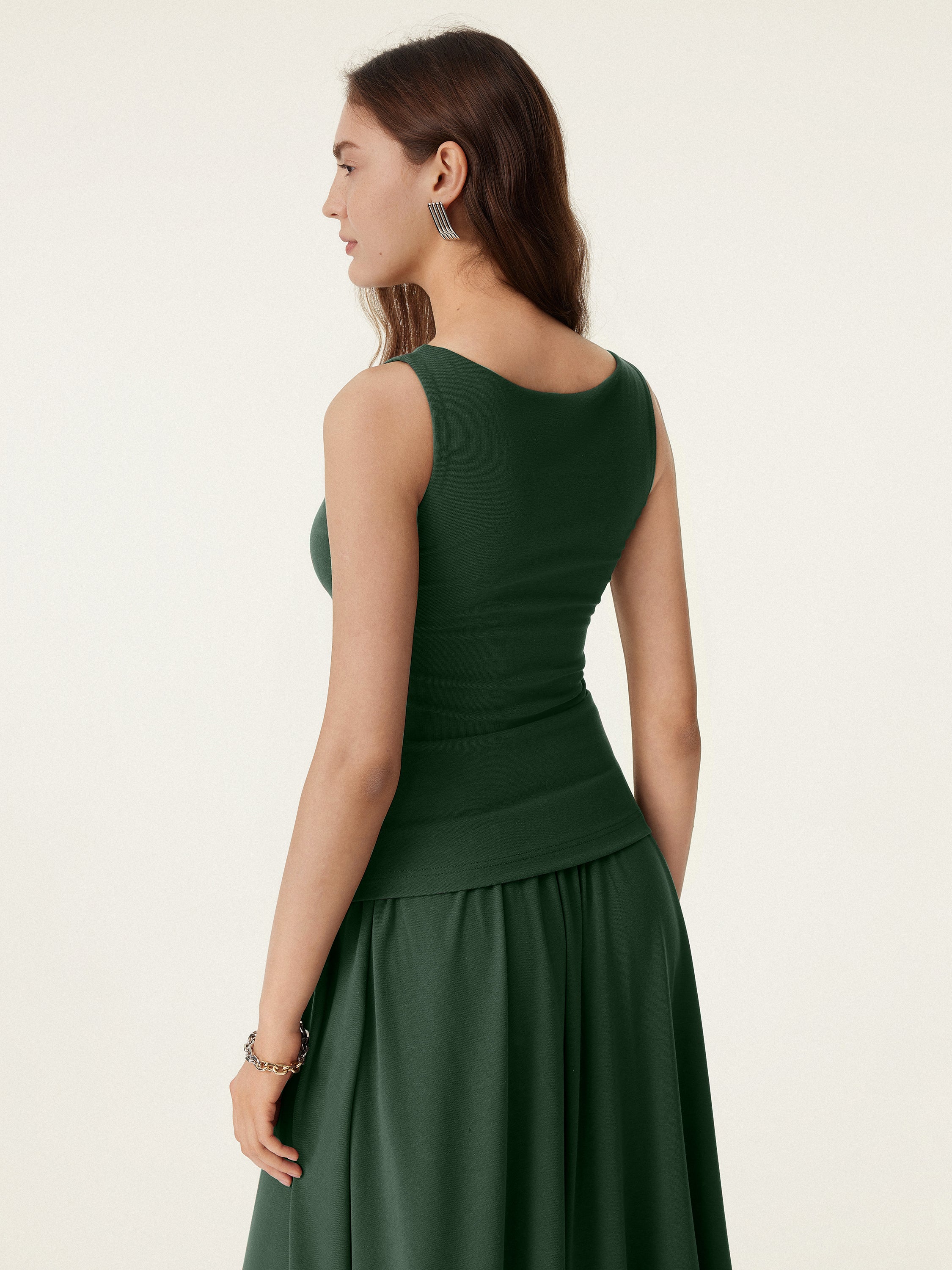 Stretch Cotton Boatneck Bra Tank - Image 14