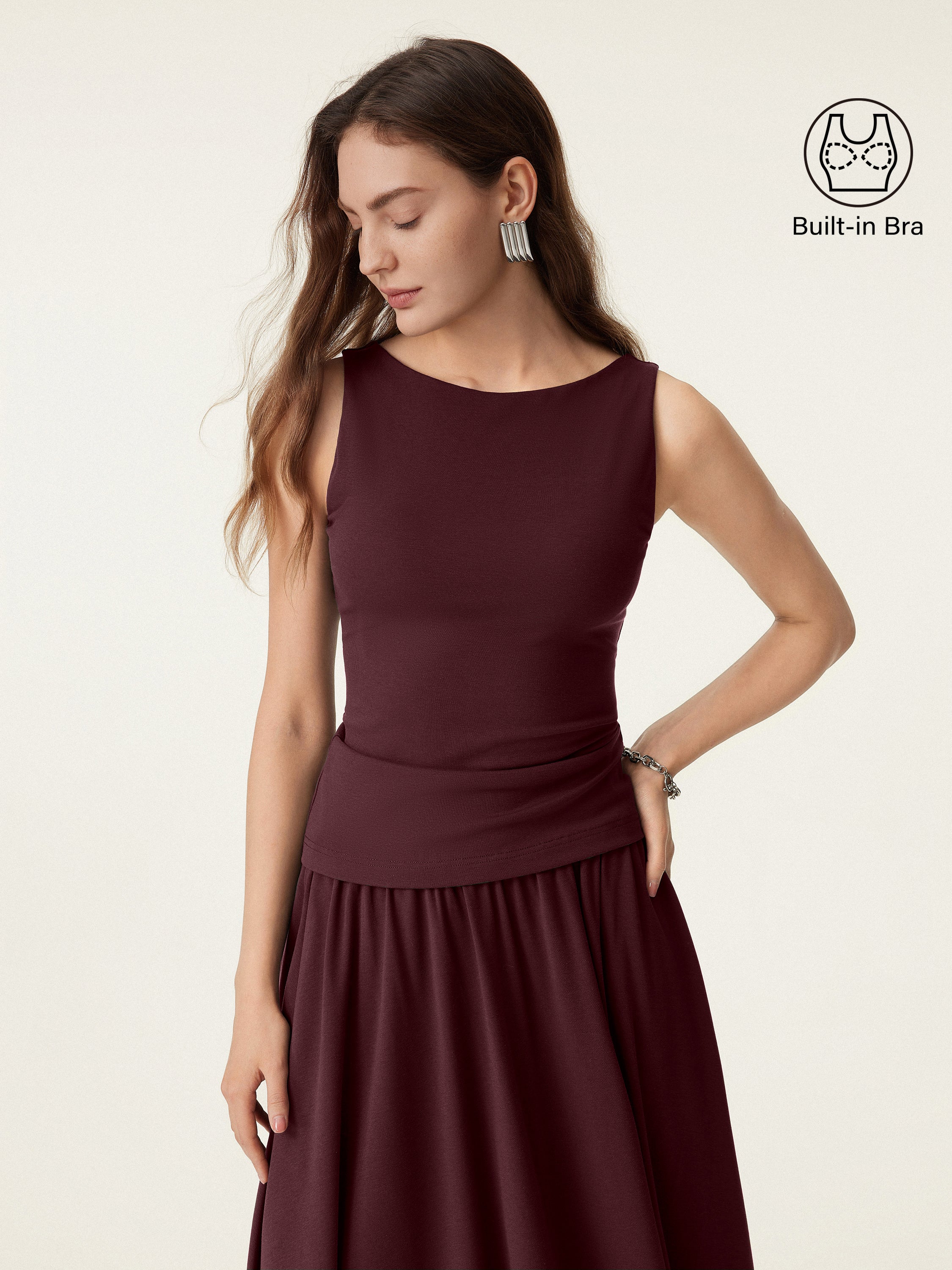 Stretch Cotton Boatneck Bra Tank - Image 4