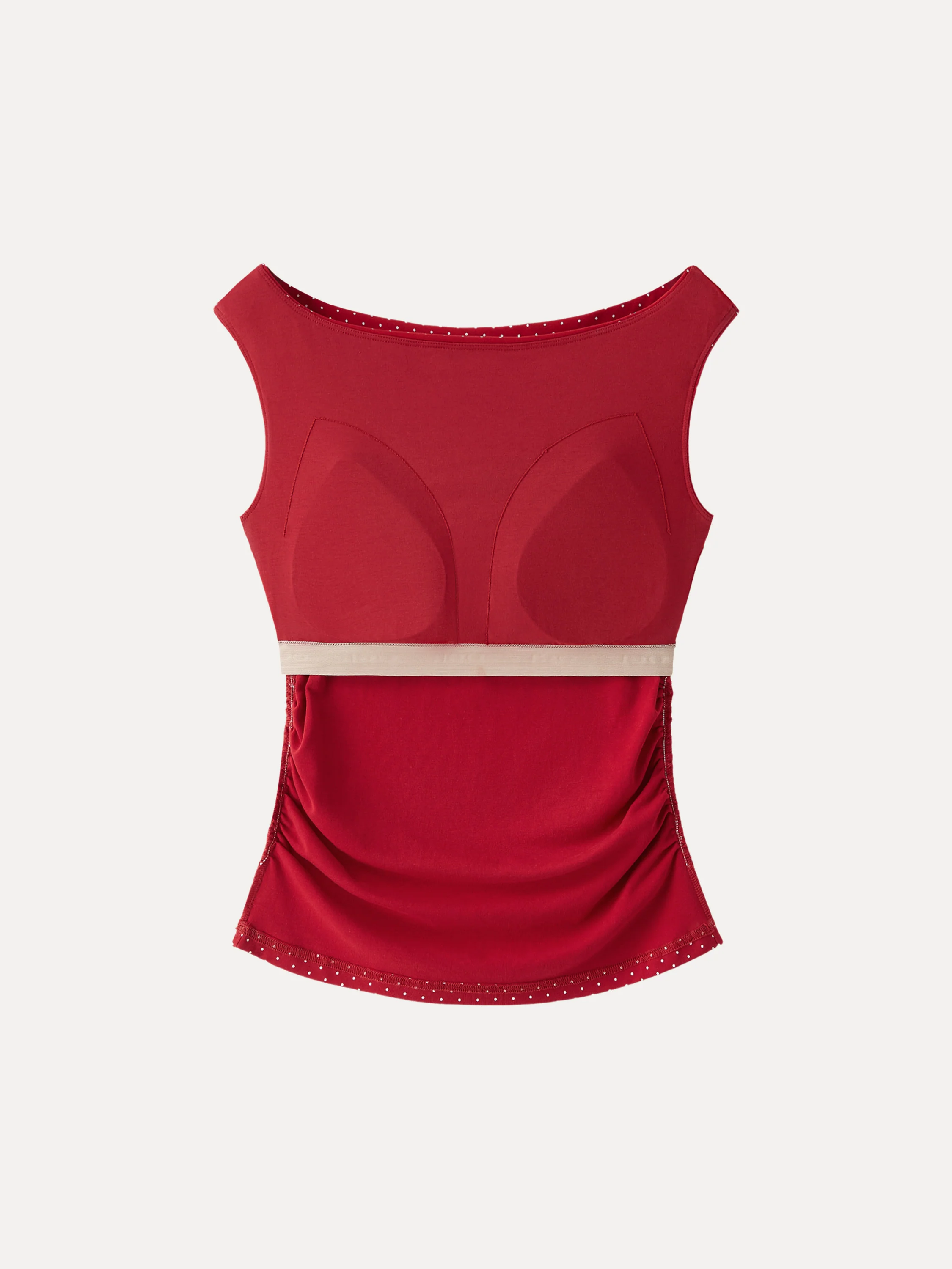Stretch Cotton Polka Dot Boatneck Ruched Bra Top Limited Edition - Image 9