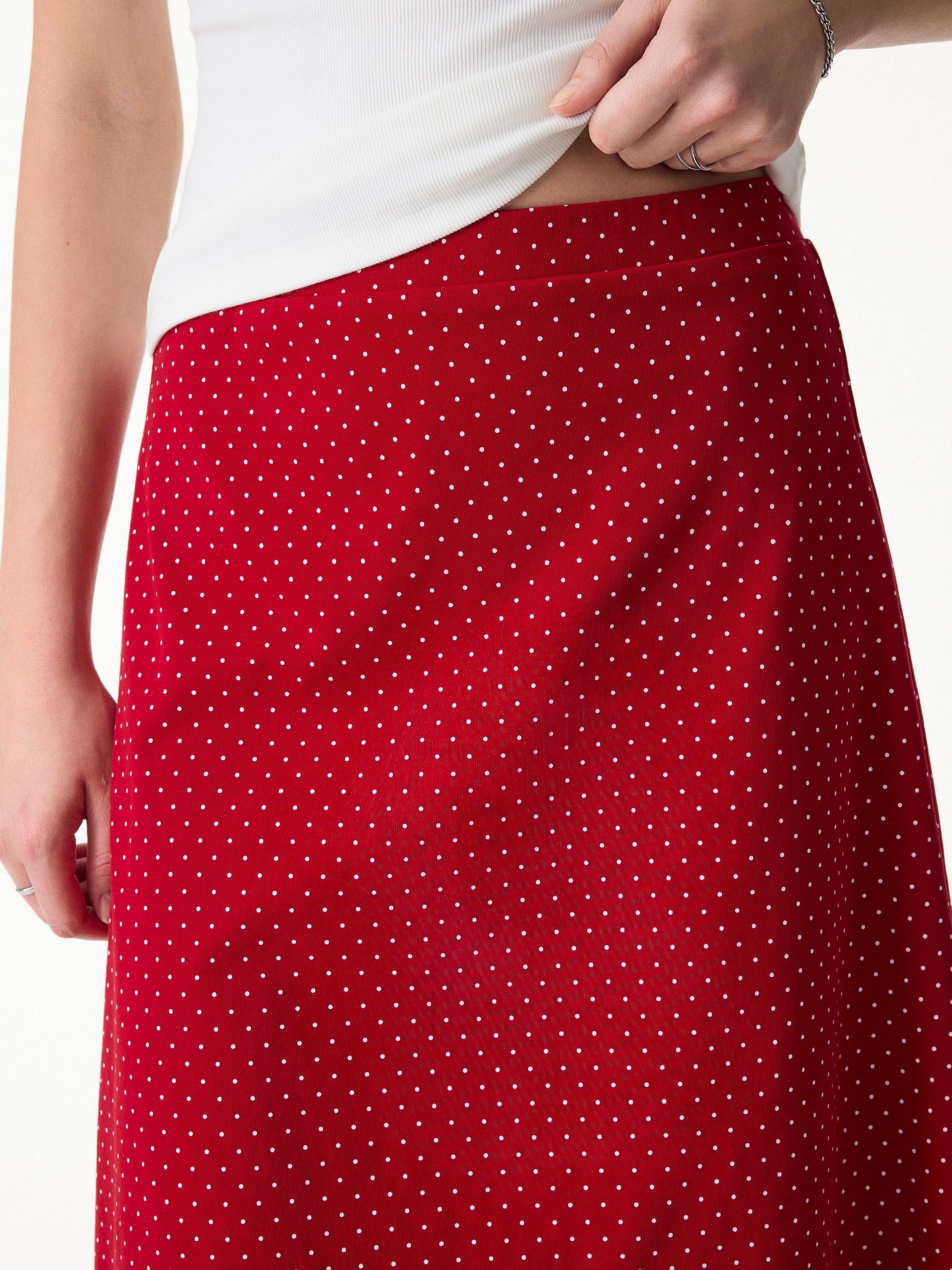 Stretch Cotton Polka Dot A-Line Flare Skirt Limited Edition - Image 4