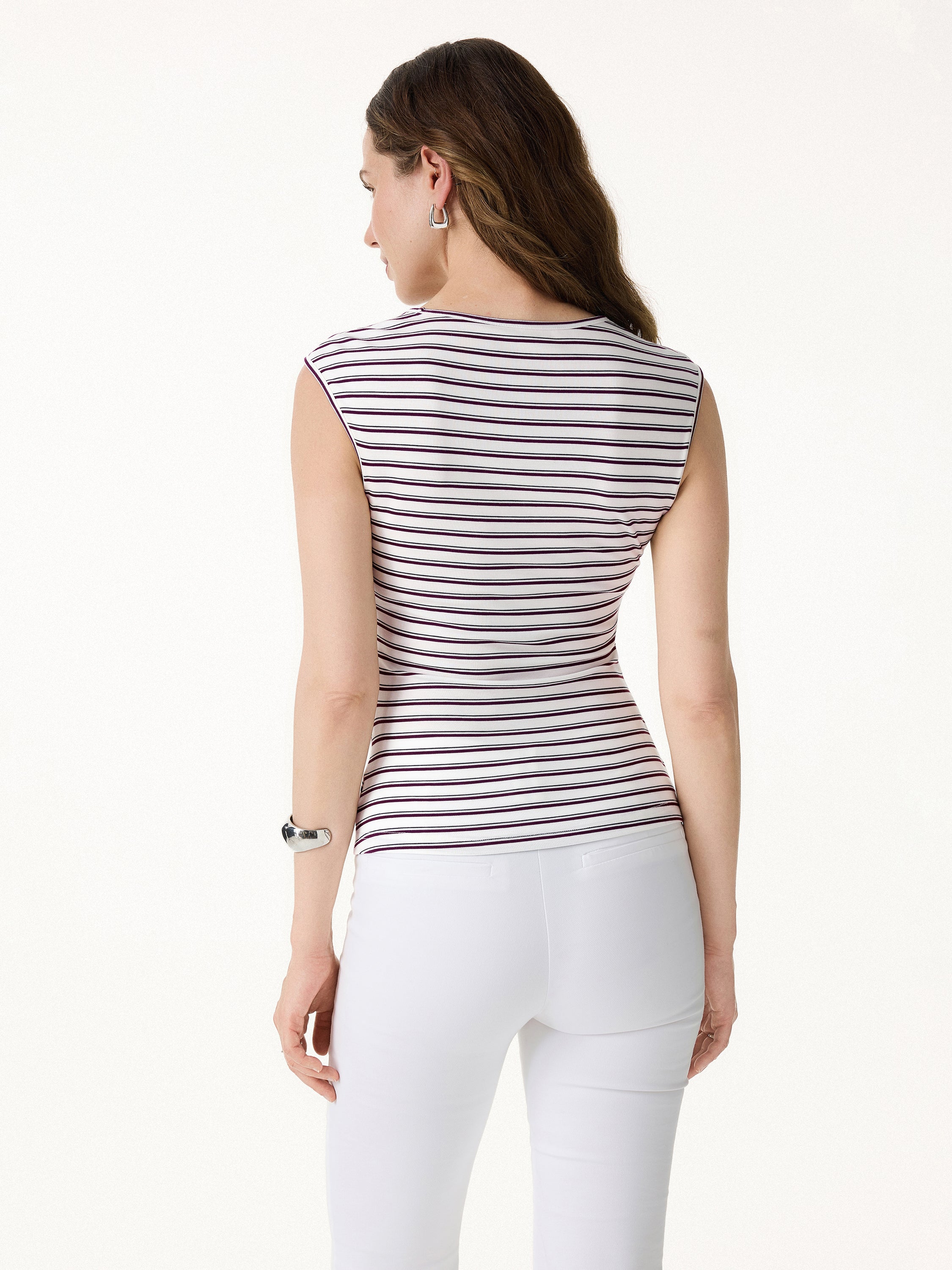 Lyocell Striped Tucked Sleeveless Bra Top - Image 8