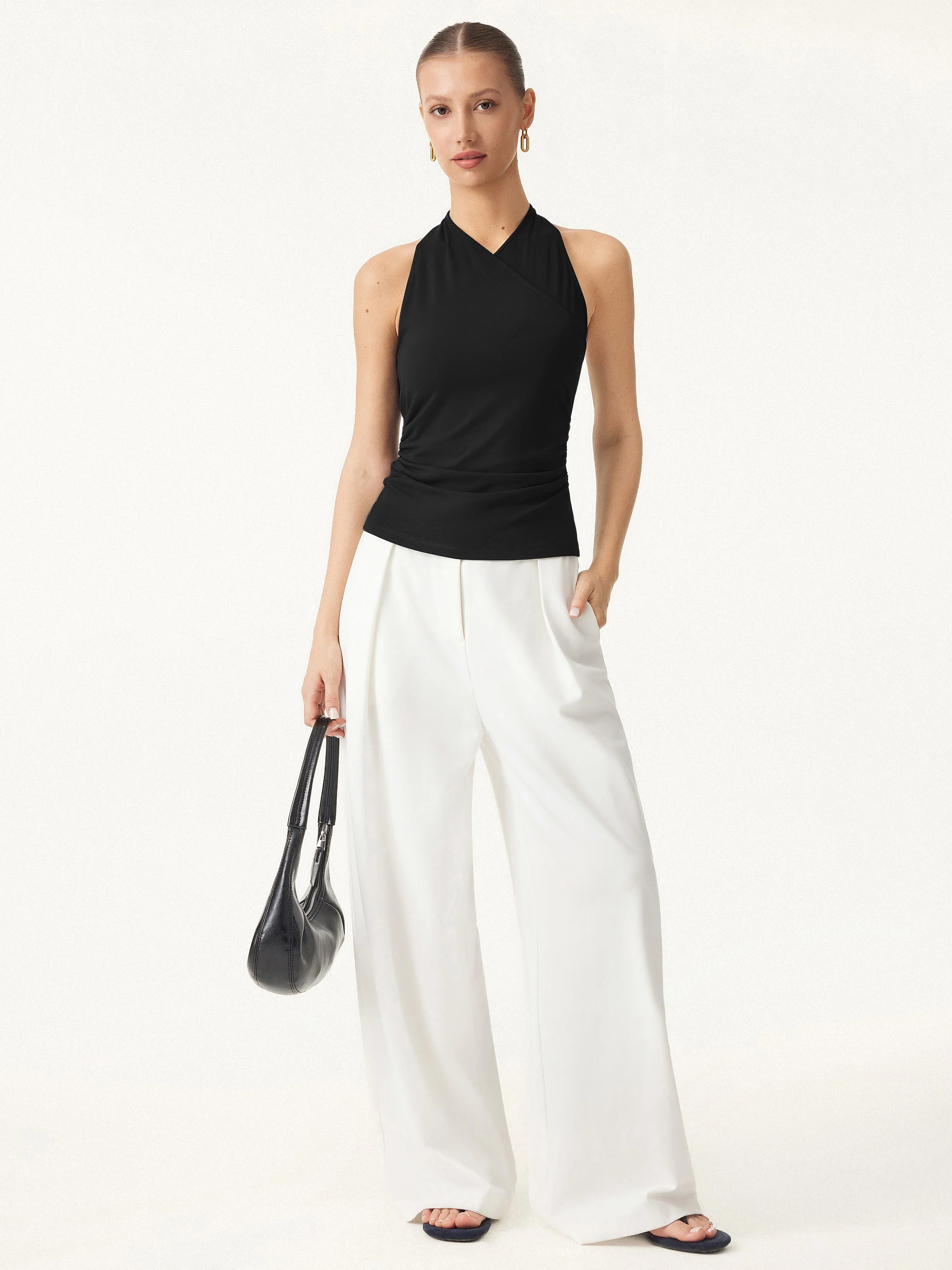 2Pcs Set Surplice Sleeveless Top & Mid Rise Wide Leg Trouser - Image 10