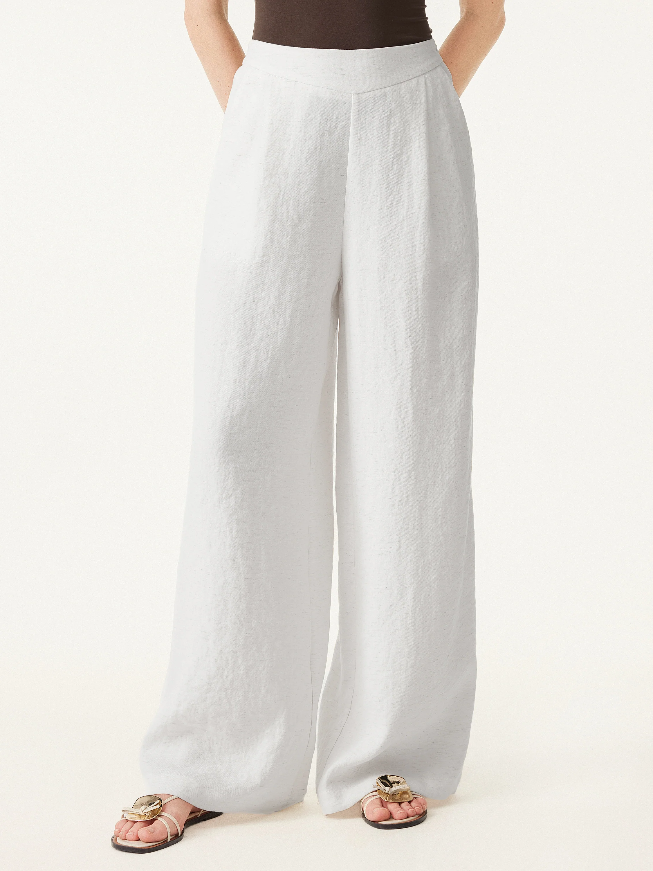 Breezy Linen Mid Rise Wide Leg Pant with Pockets - Image 7