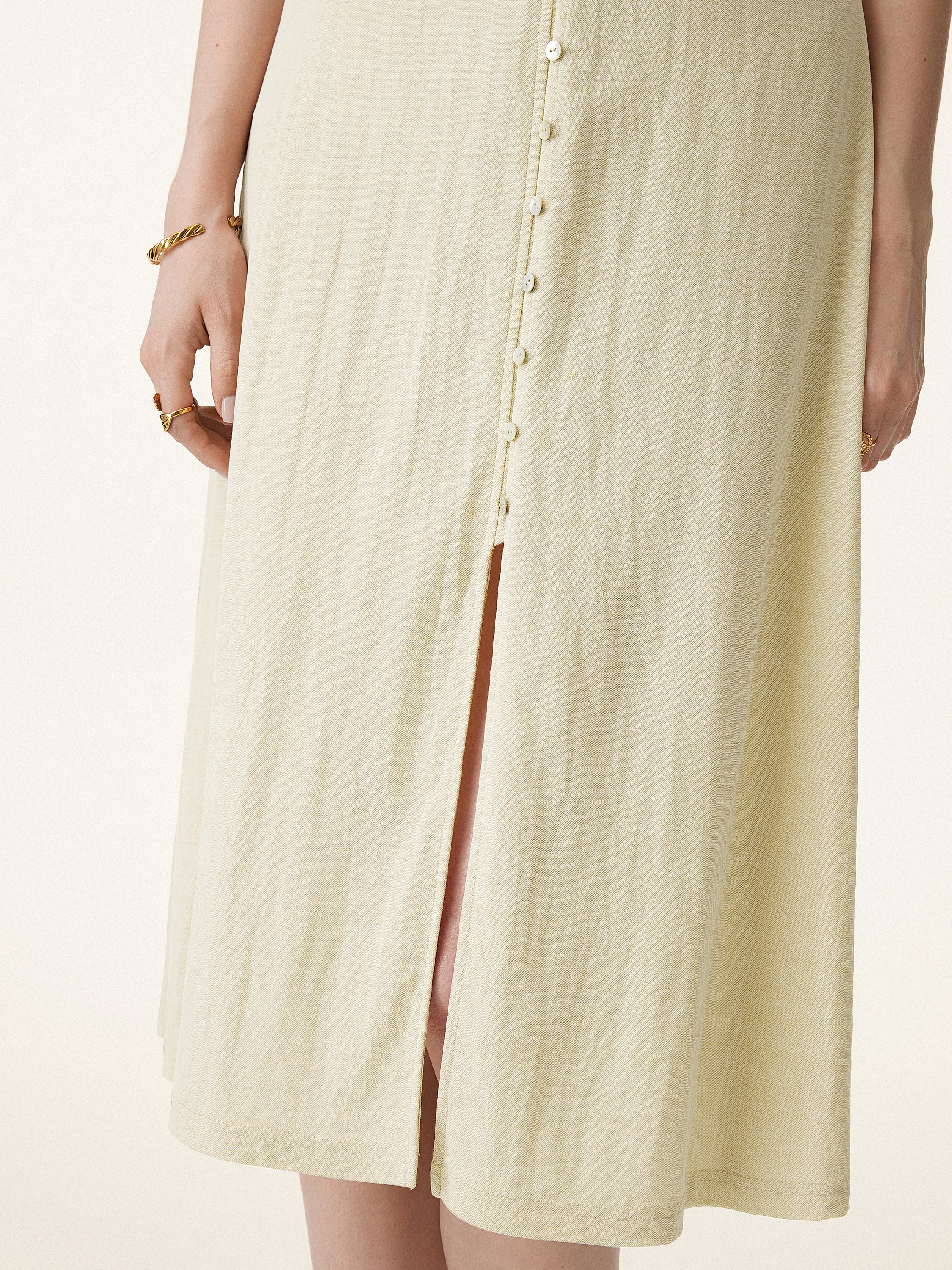 Multi-wear V-neck Button Front Midi Vest Dress - Image 6