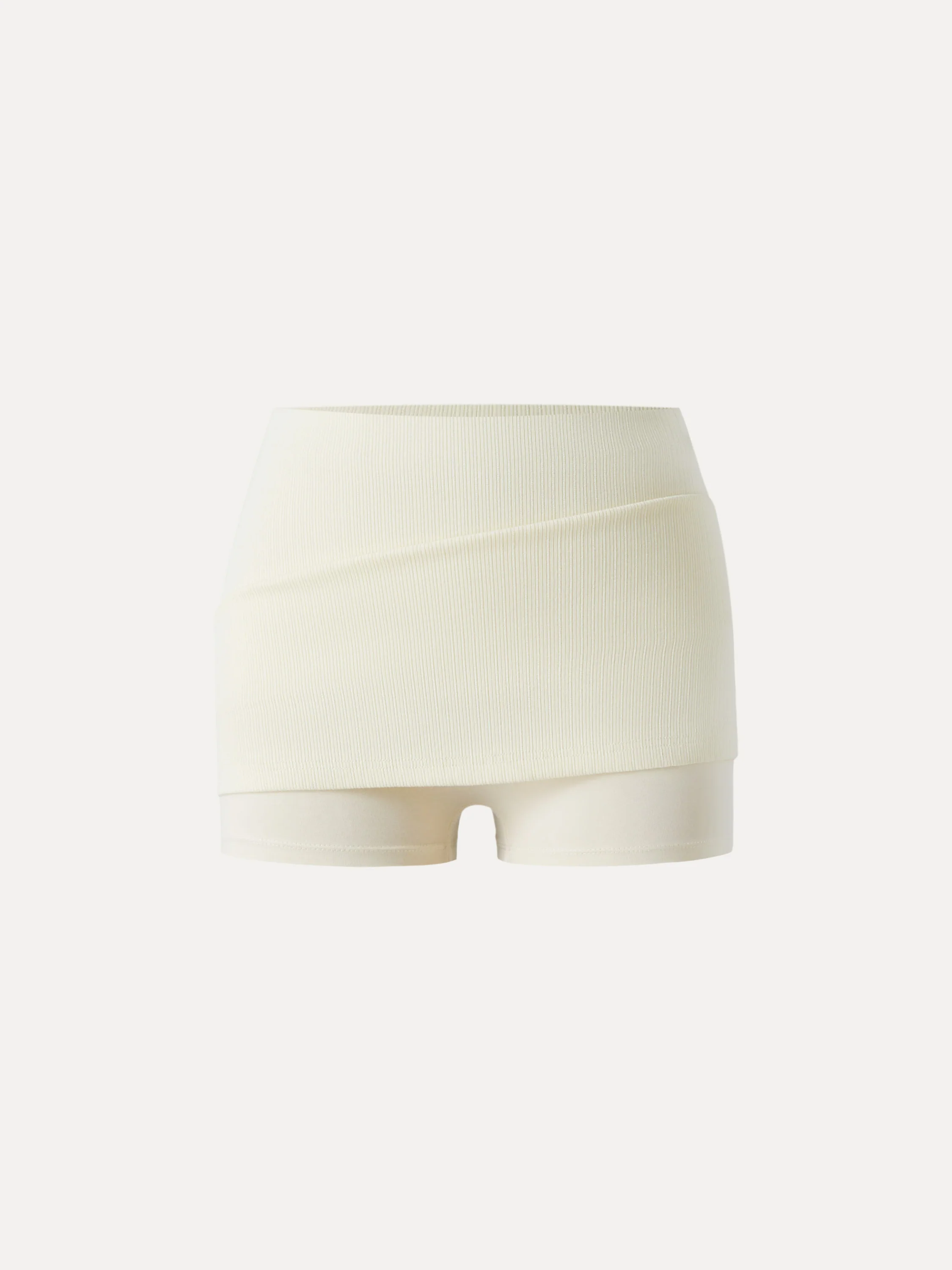 Stretch Cotton Pointelle A-line Mini Skirt with Built-in Shorts - Image 10