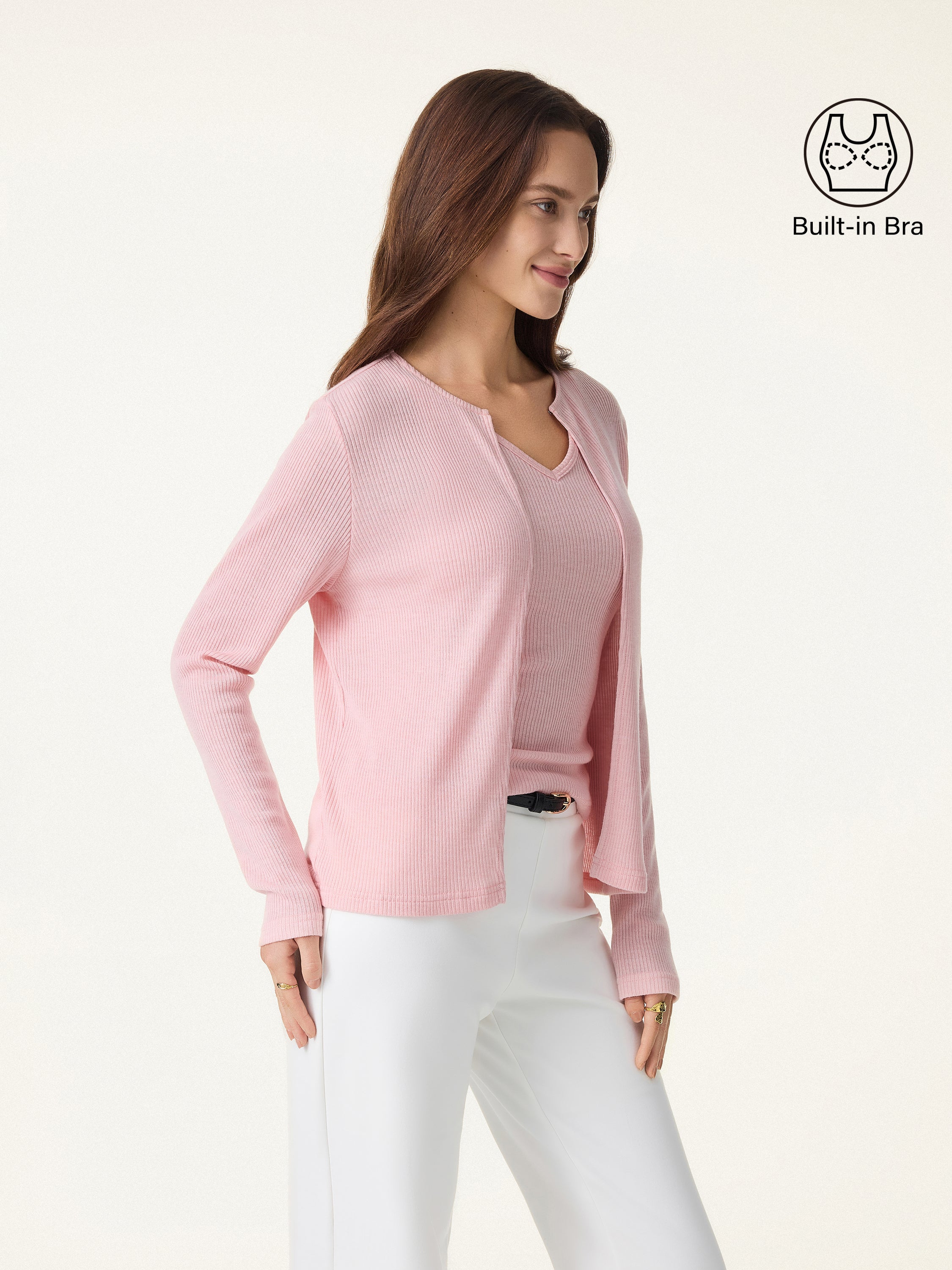 2Pcs Set V-Neck Spaghetti Bra Tank & Knit Relaxed Long Sleeve Cardigan - Image 3