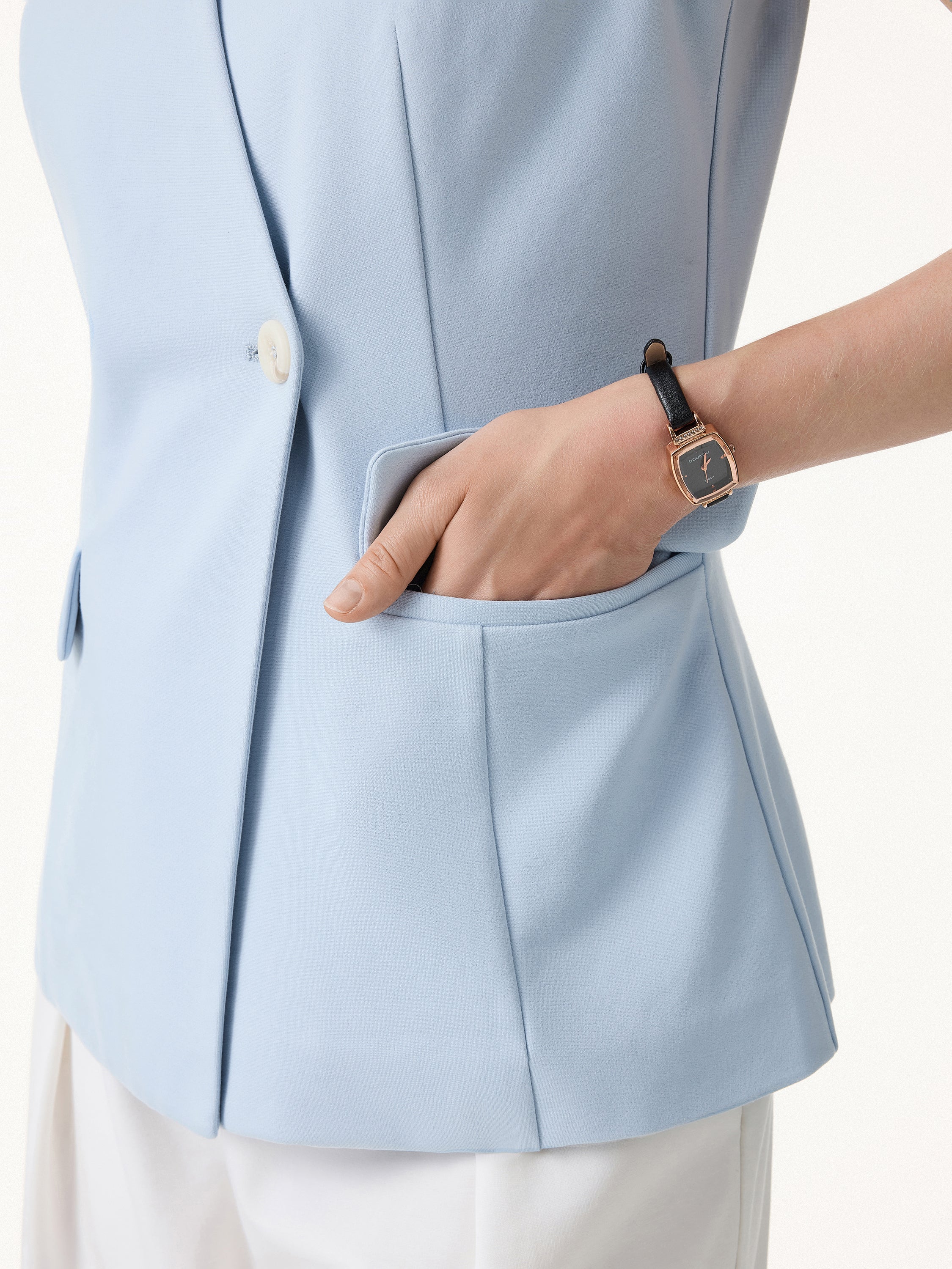2Pcs Set V-Neck Waistcoat with Pockets & A-Line Mini Skort - Image 10