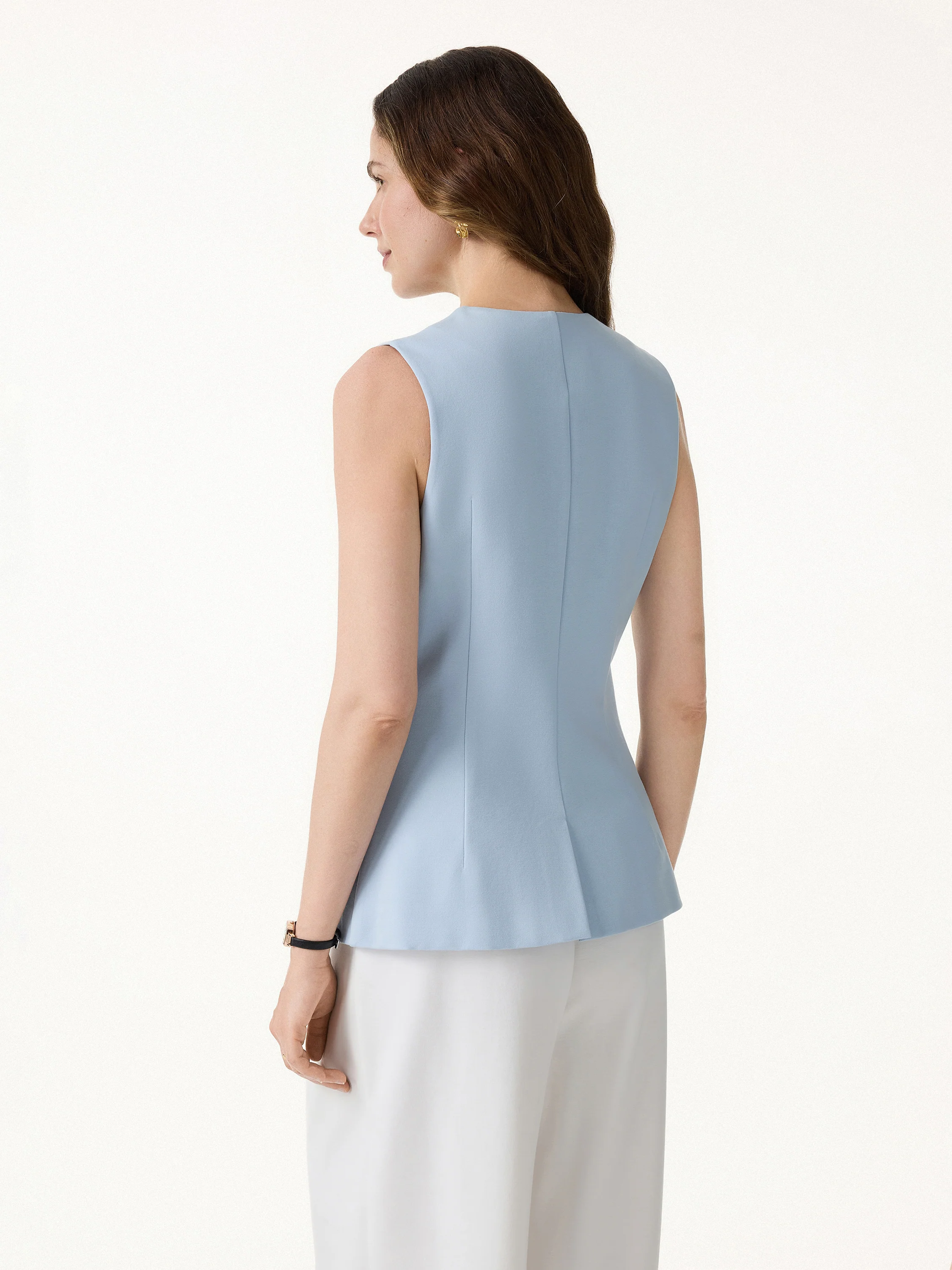 2Pcs Set V-Neck Waistcoat with Pockets & A-Line Mini Skort - Image 8