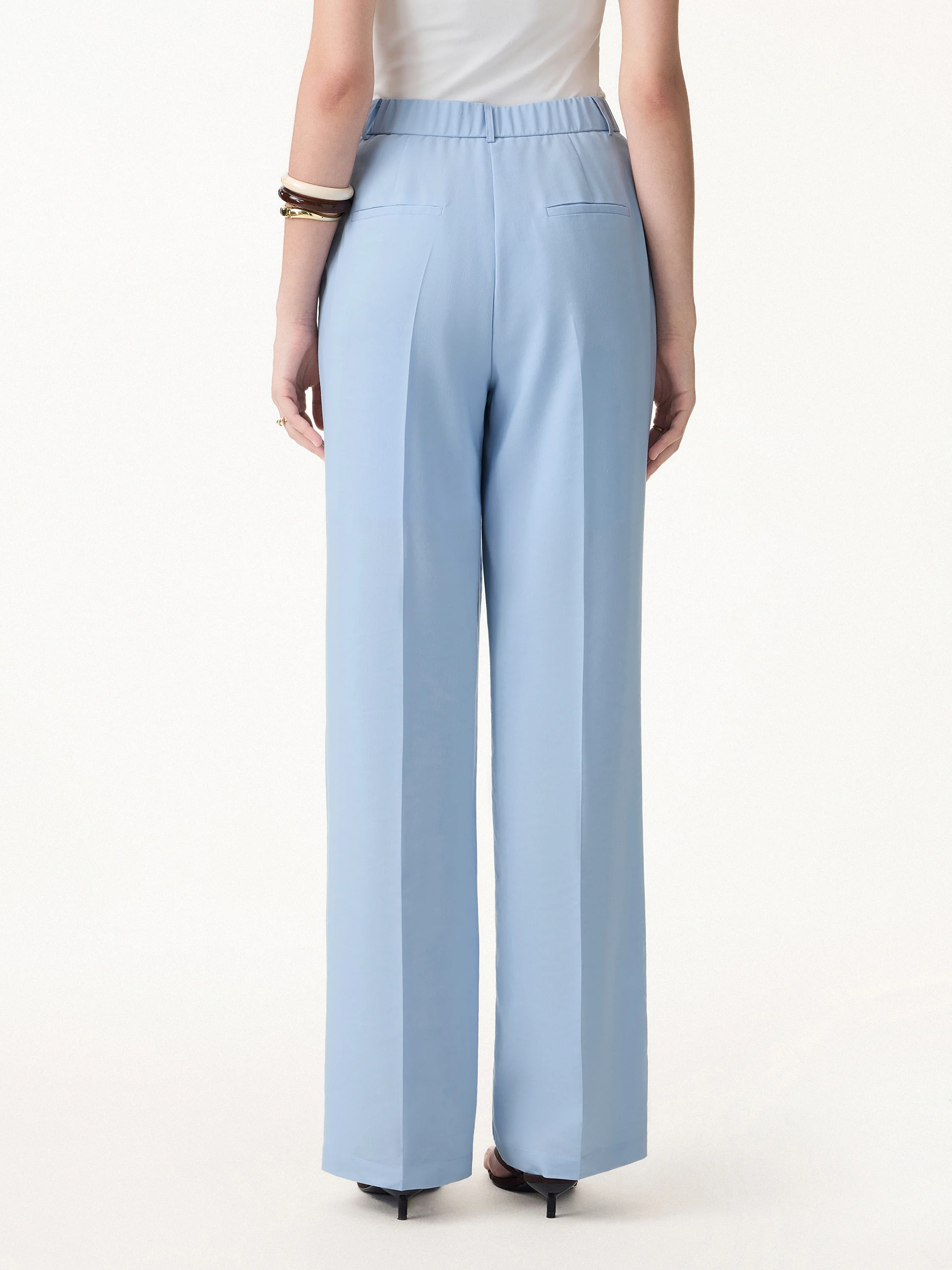 Wrinkle-Resistant Linen Blend Wide Leg Pants - Image 11