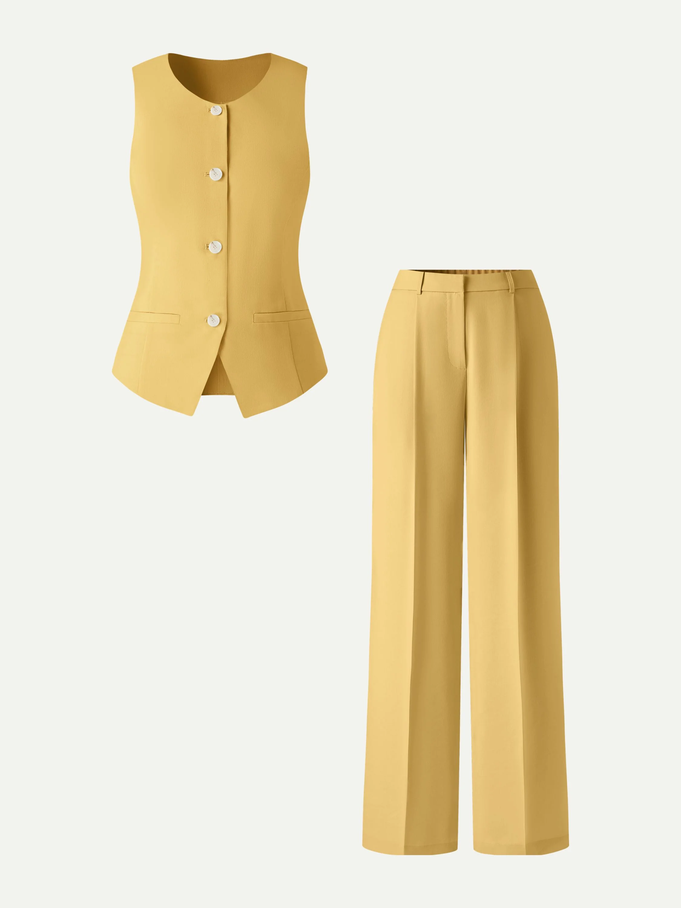 2Pcs Set Waistcoat with Pockets & Wide Leg Pants - Image 5