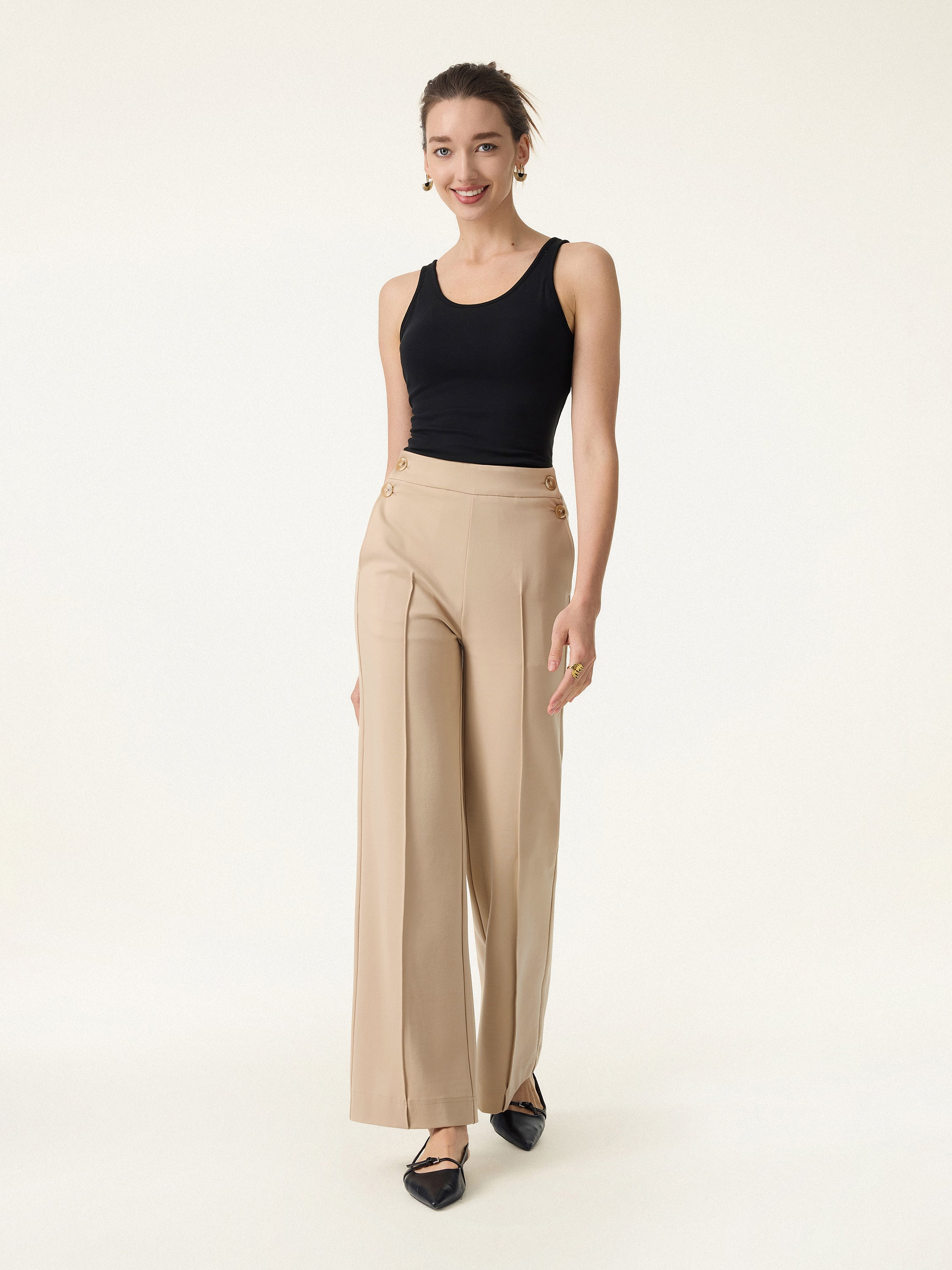 4-Way Stretch A-Line Wide Leg Pull-on Work Pants with Pockets - Image 12