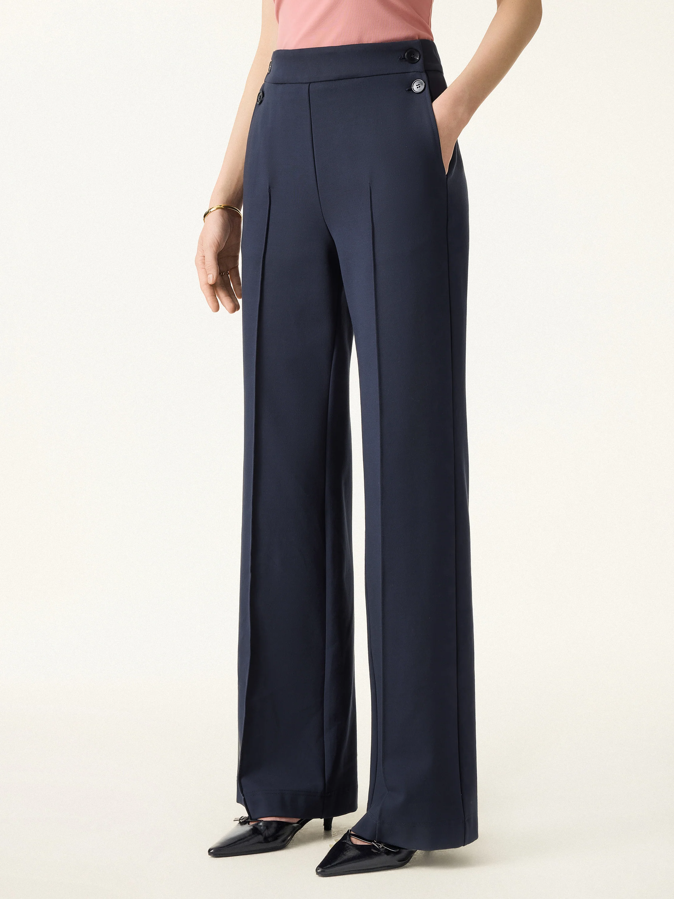 4-Way Stretch A-Line Wide Leg Pull-on Work Pants with Pockets - Image 3